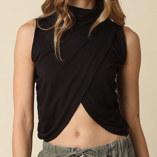 Audrey Black Draped Tank Top