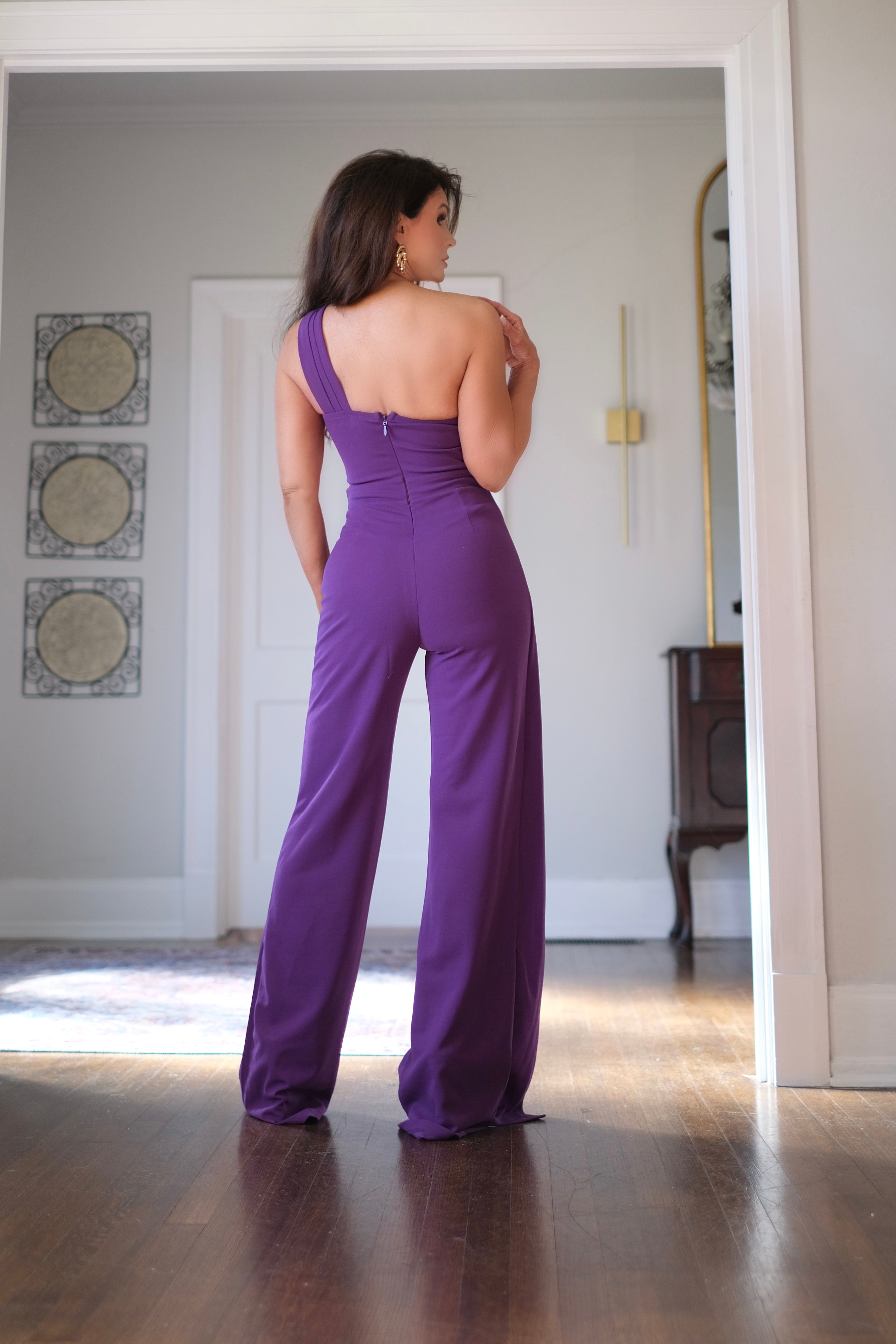 Senna purple ones houlder jumpsuit