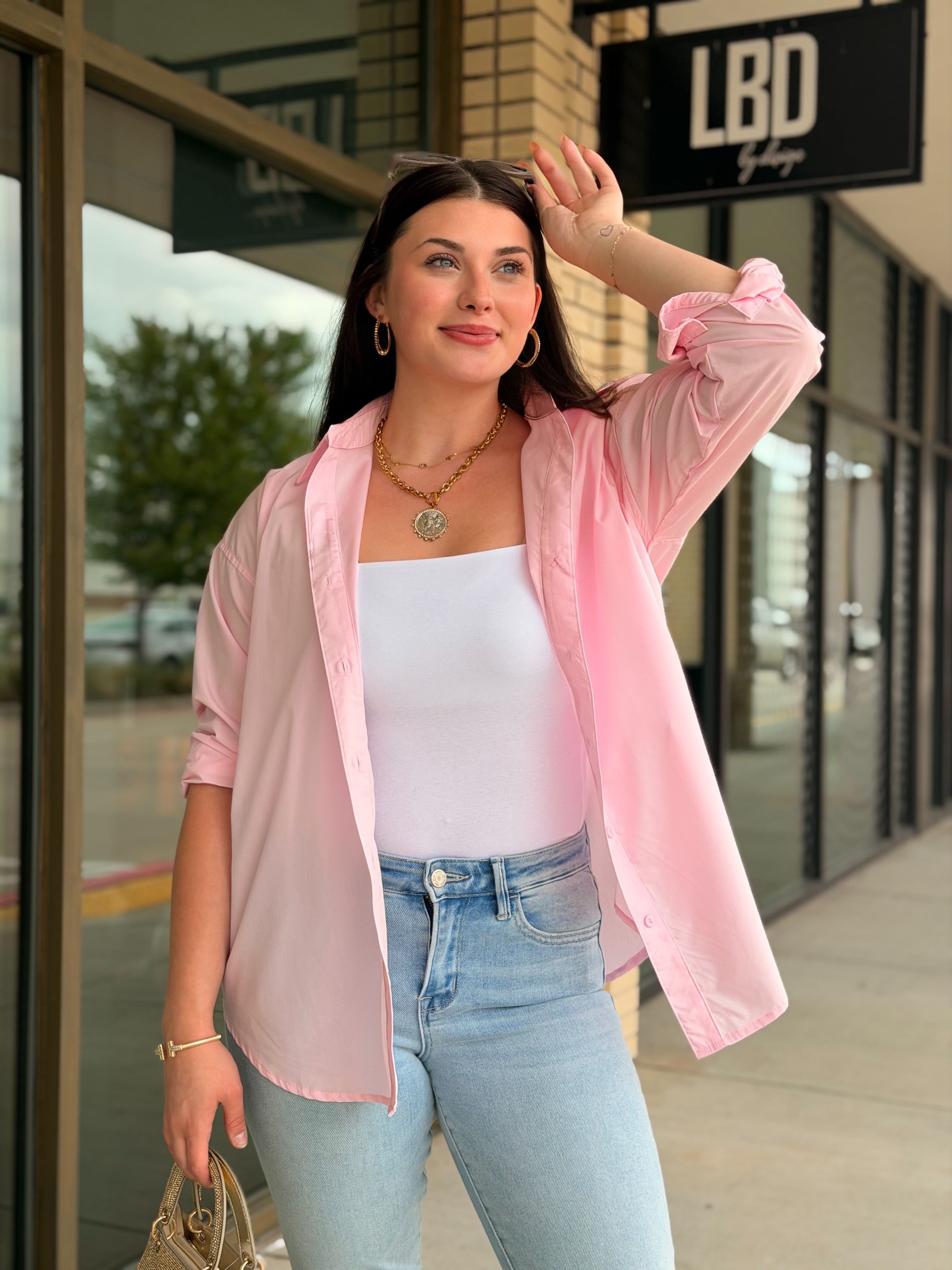 Penelope Baby Pink Button Down Top