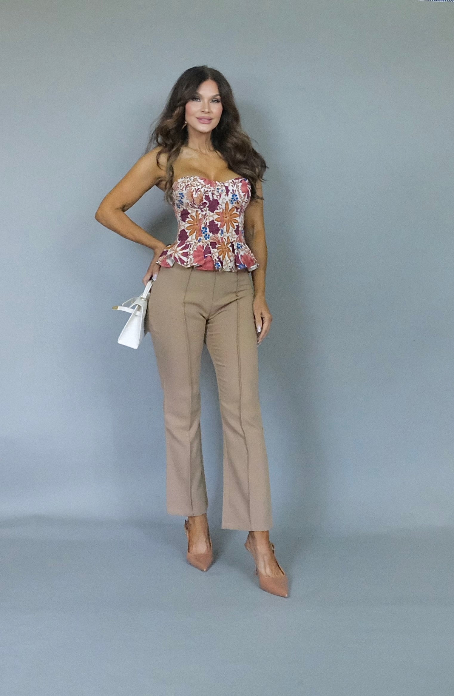 Kona khaki front seam taper leg pant
