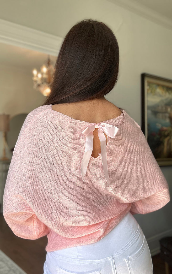 Sophie Baby Pink Sweater With Bow