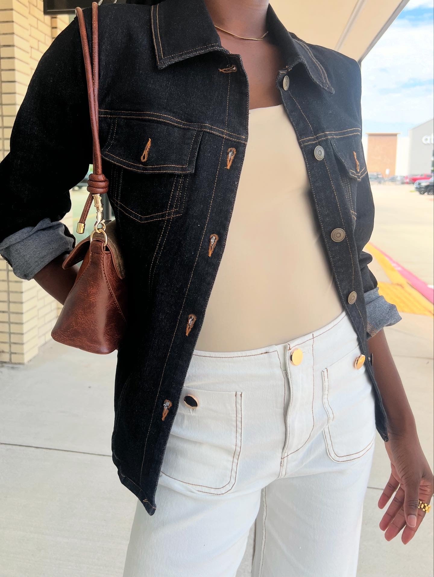 Tosh Black Vintage Denim Button Front Top