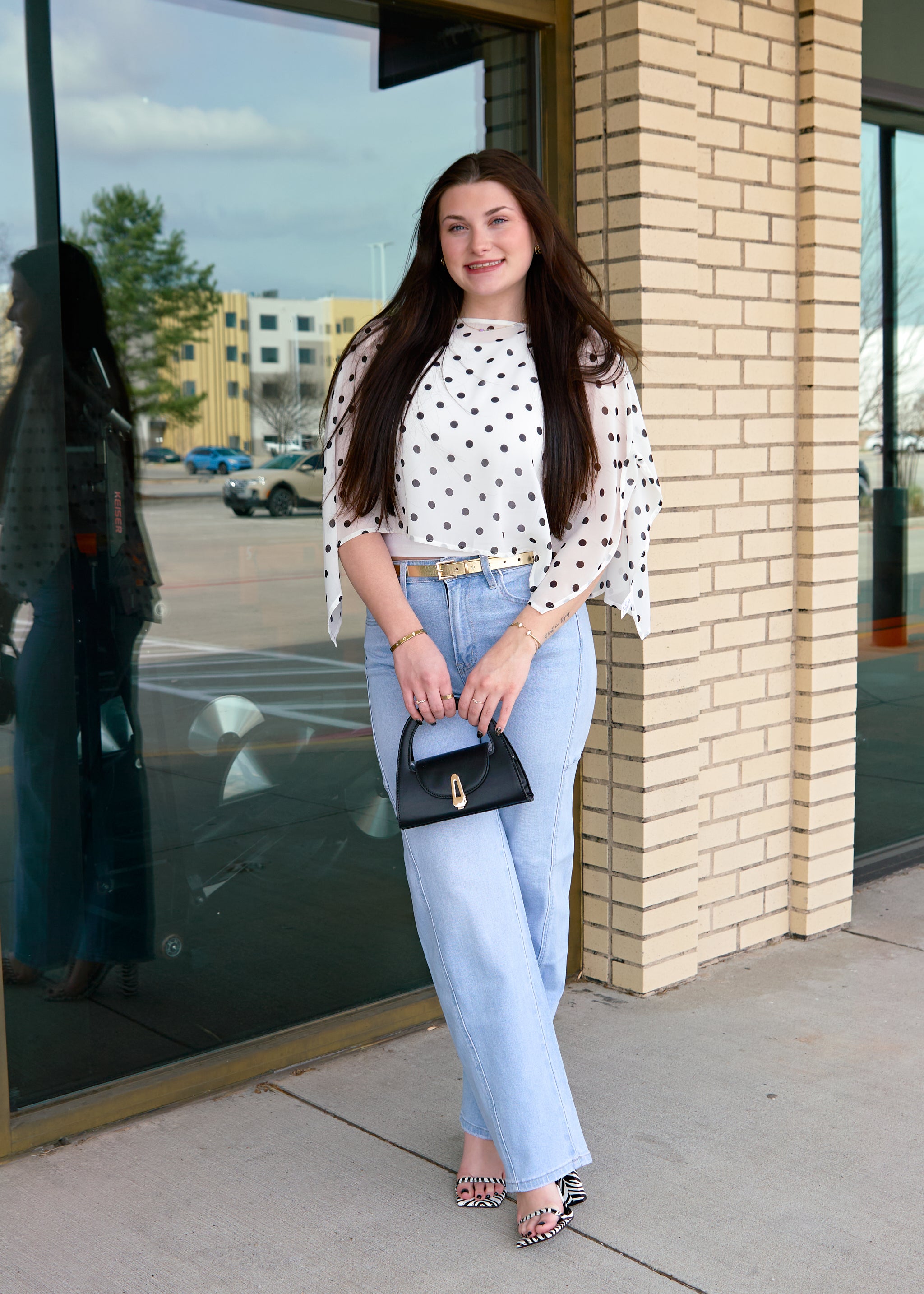 Moxie chiffon polka dot poncho