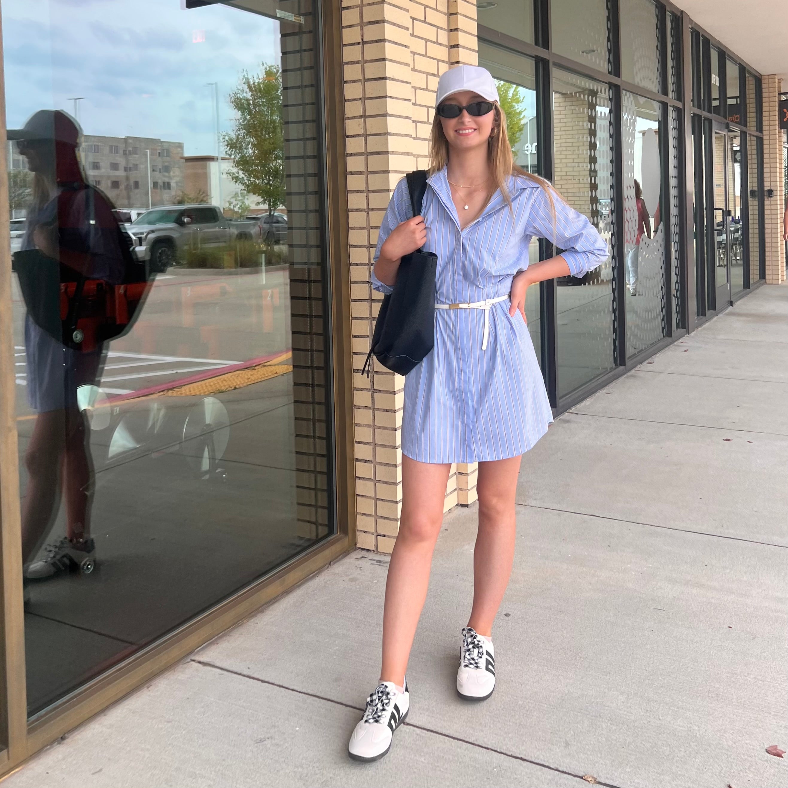 Kelsey Blue Striped Long Sleeve Shirt Dress