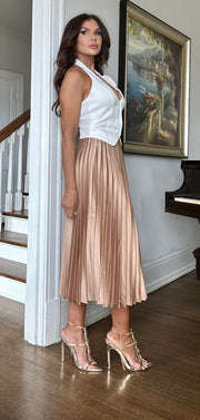 Arabella rose gold pleated maxi skirt