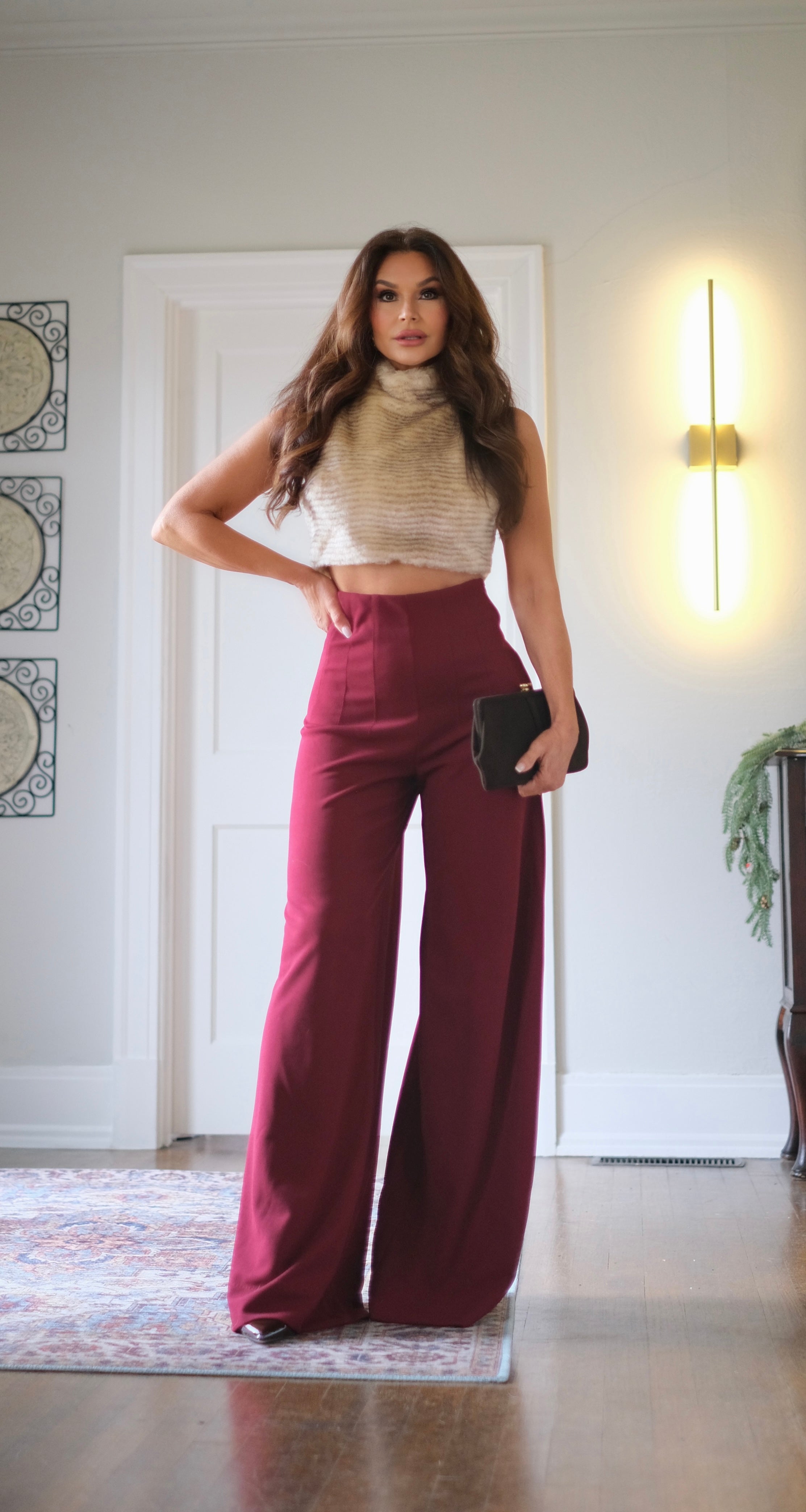 Celia Crimson Wide Leg Trouser