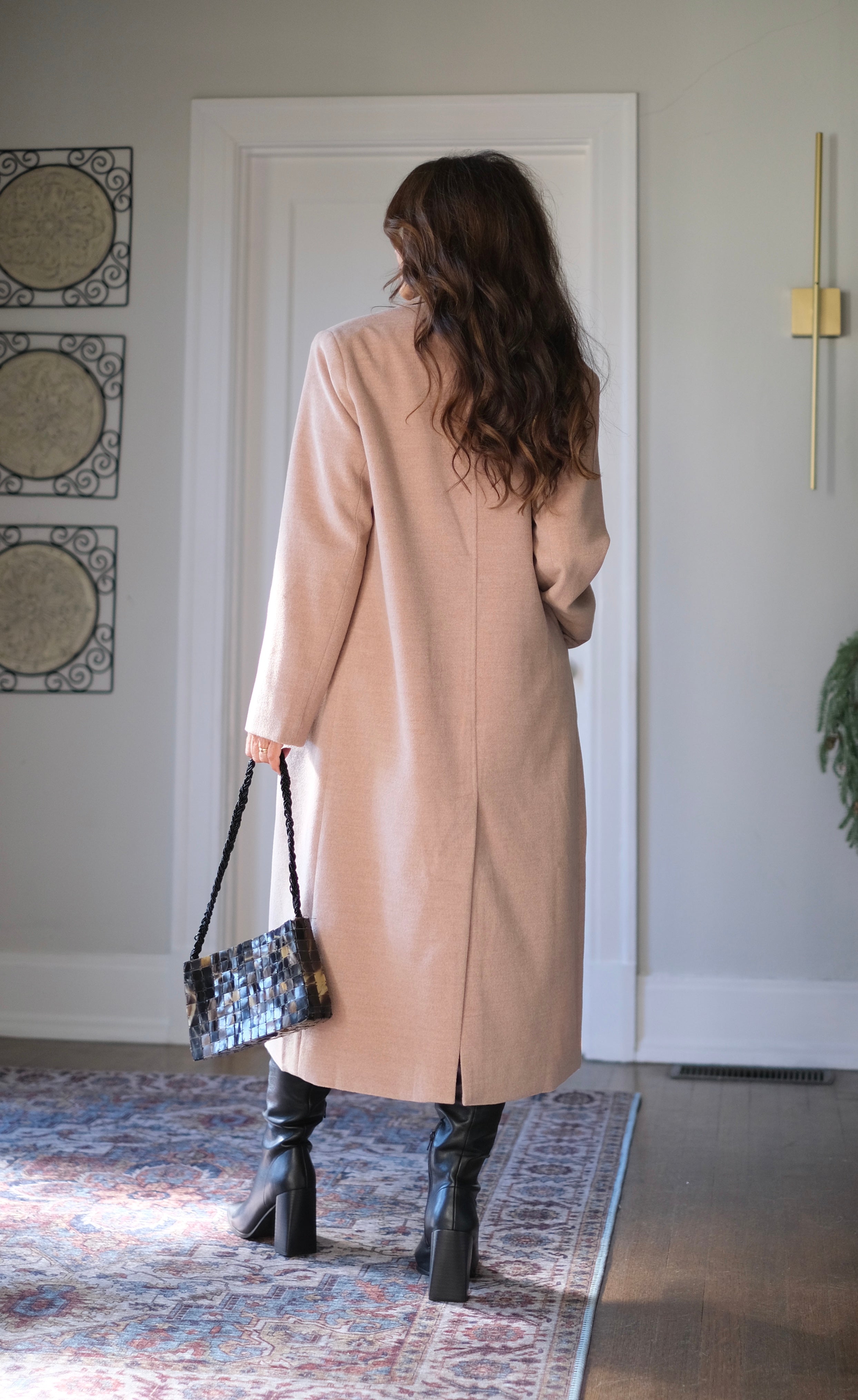 Jaycee taupe classic long wool trench coat