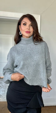 Grayson grey cable knit sweater with turtle neck