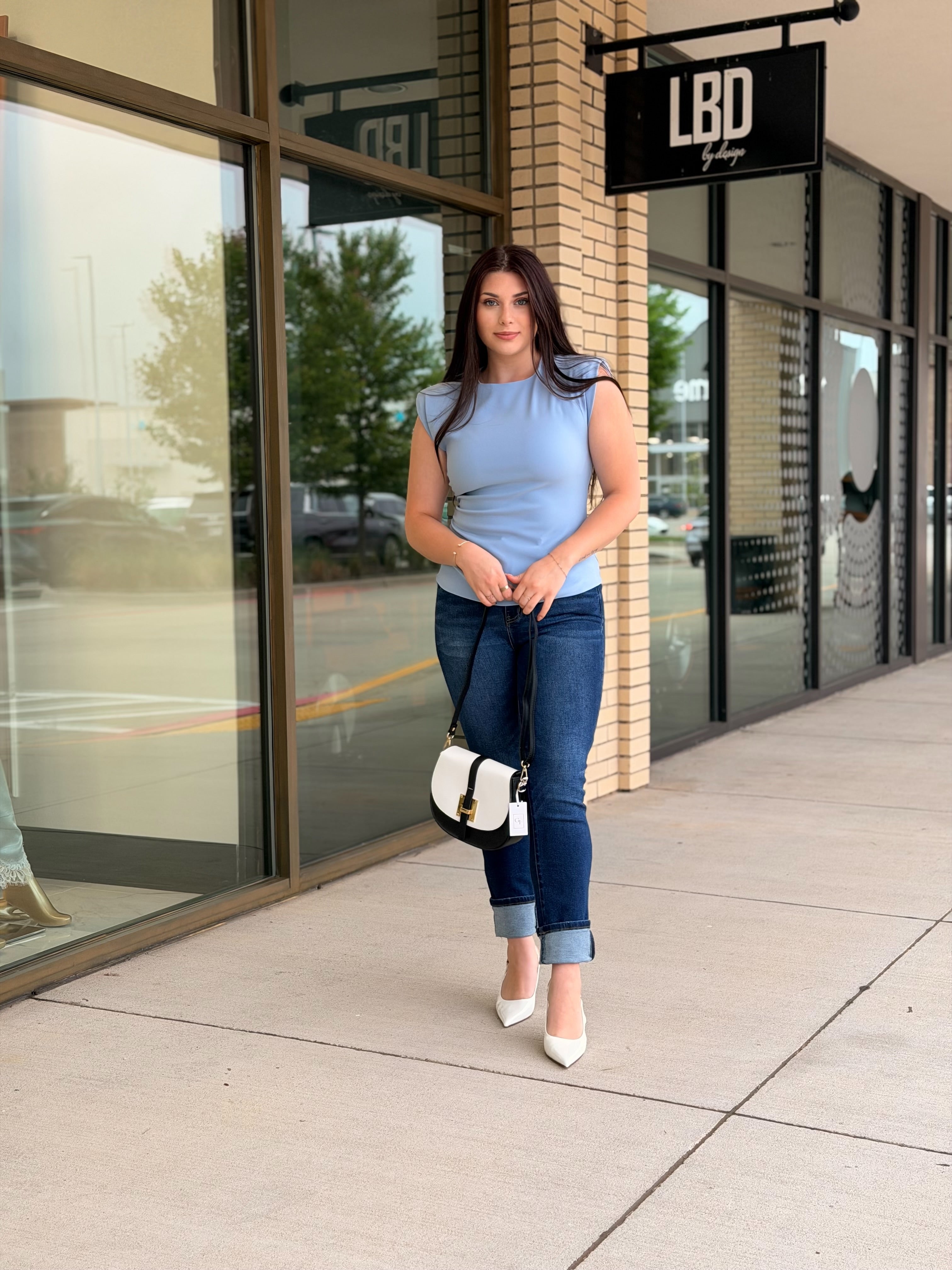 Lily light blue ruched padded top