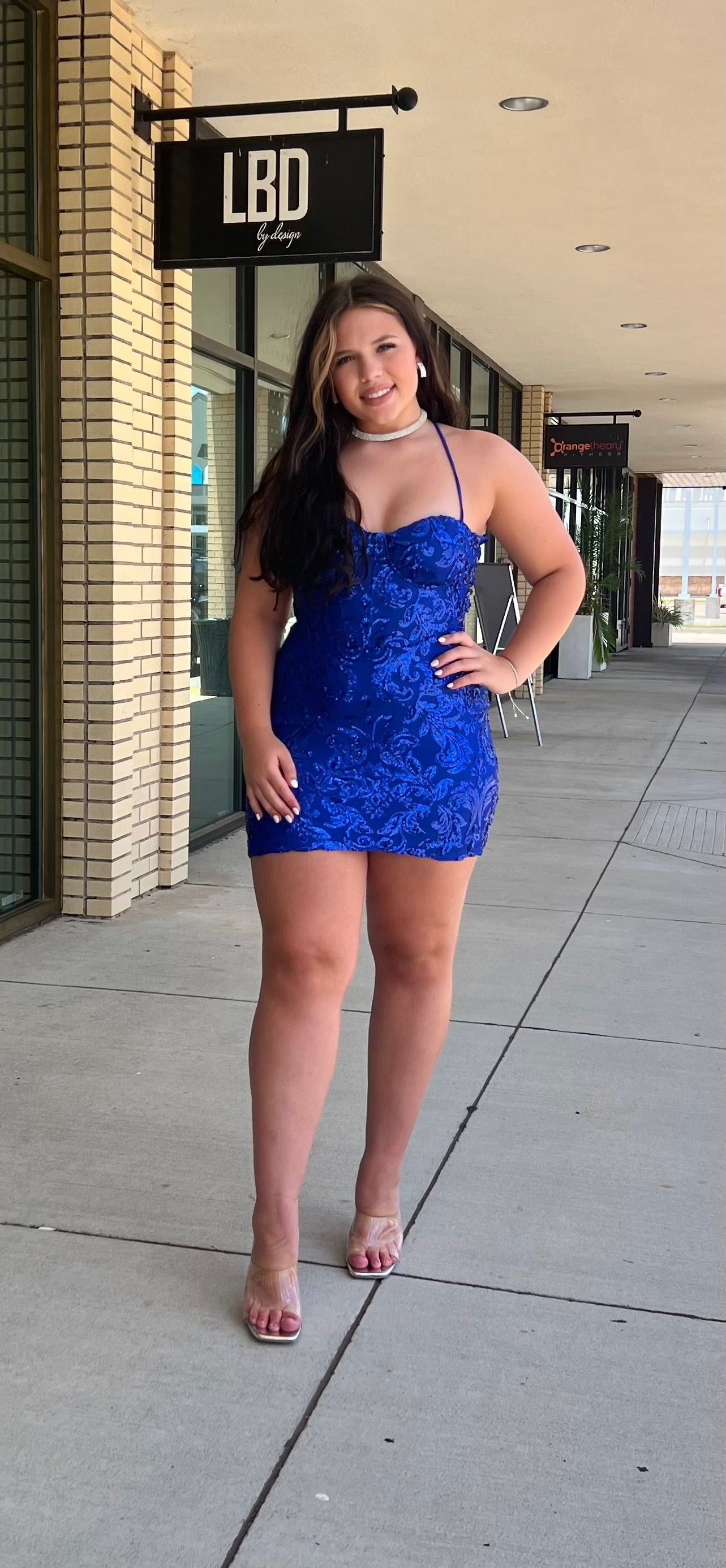 Maeve royal mesh sequin oevlay mini dress