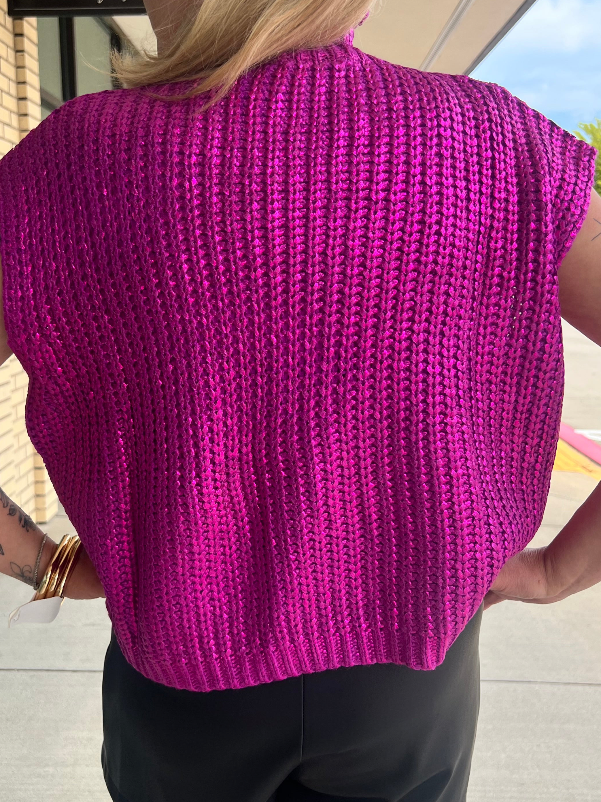 Adeline magenta metallic sweater