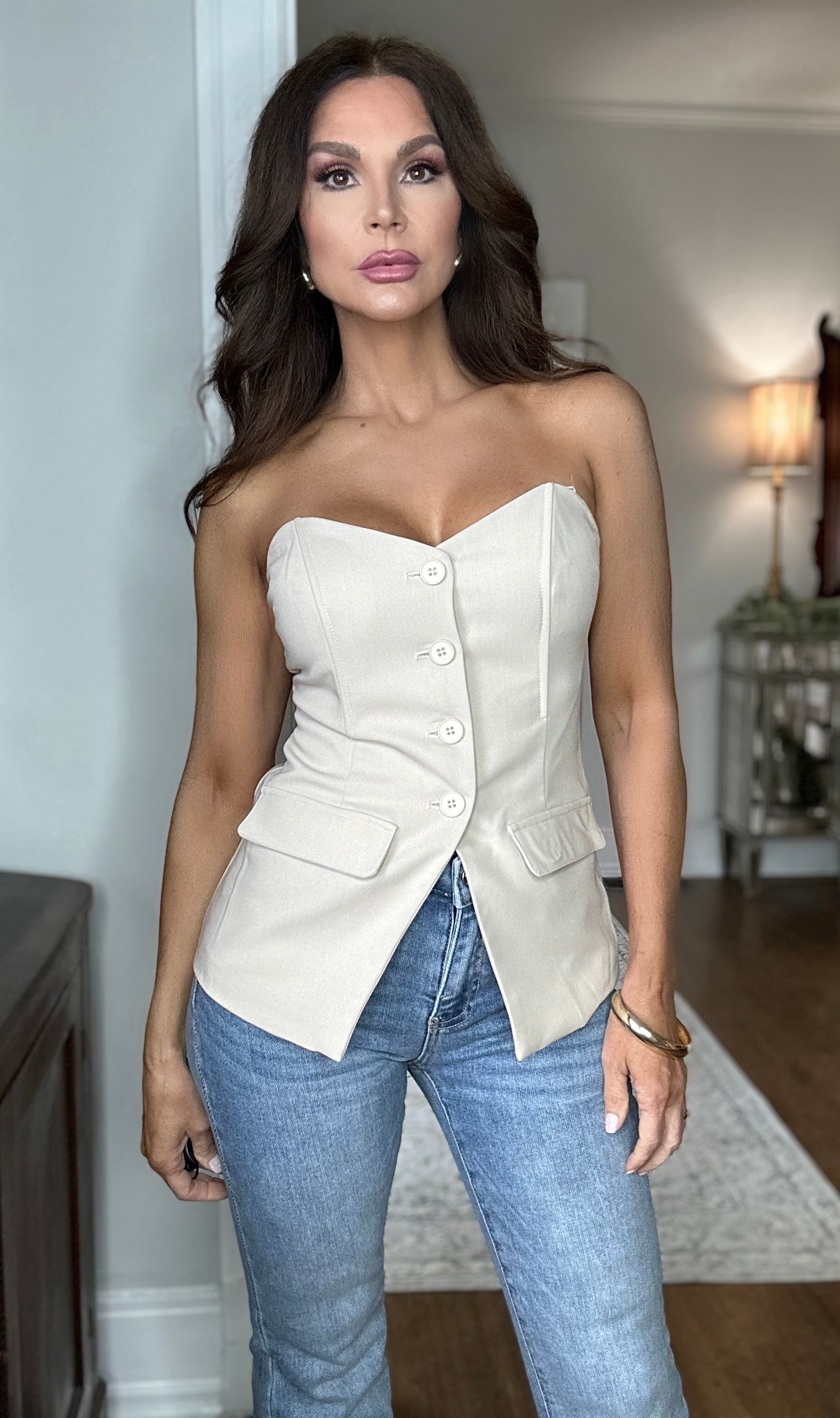 Harley khaki strapless vest