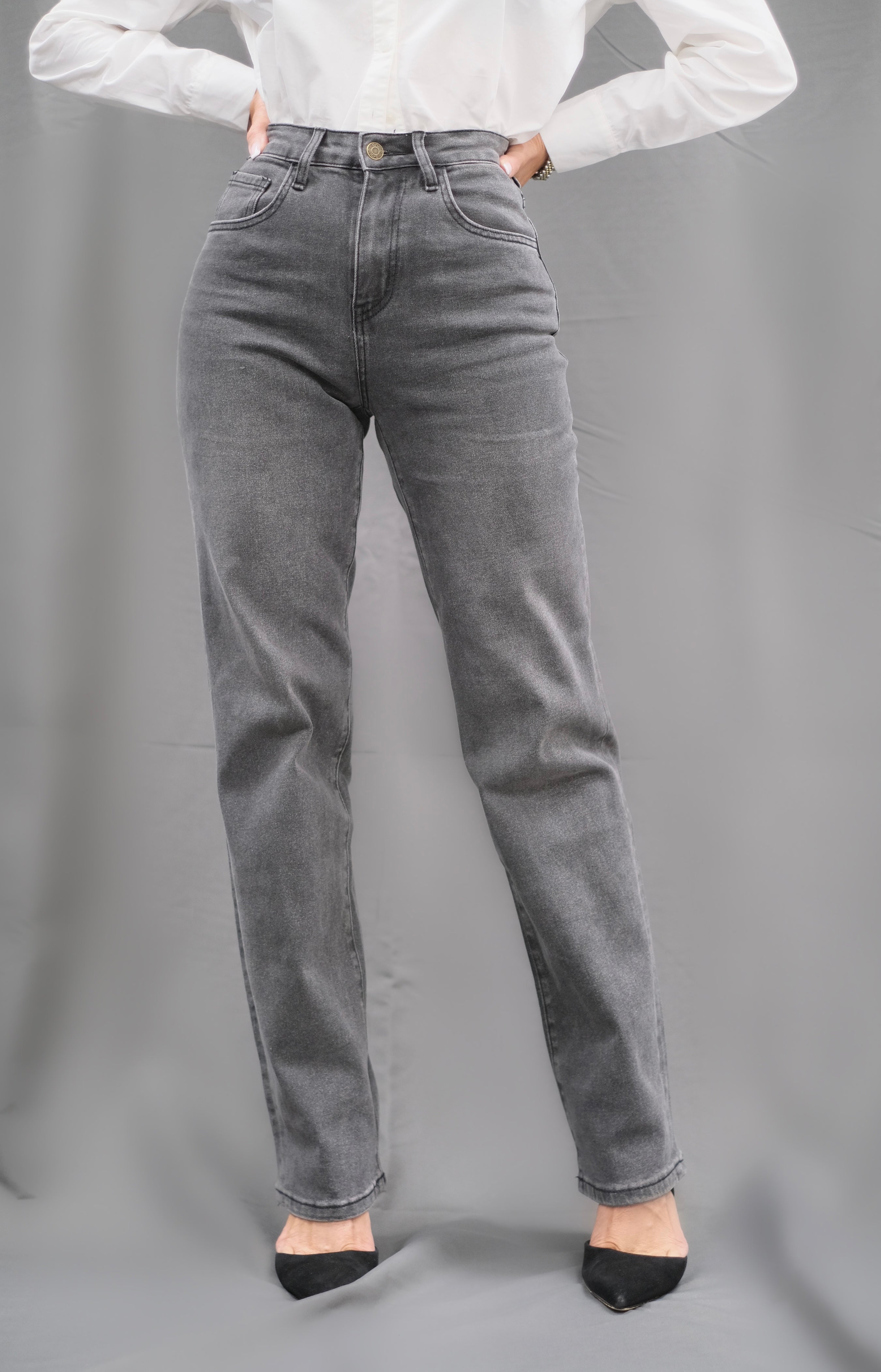 Carla Charcoal Straight Leg Jean