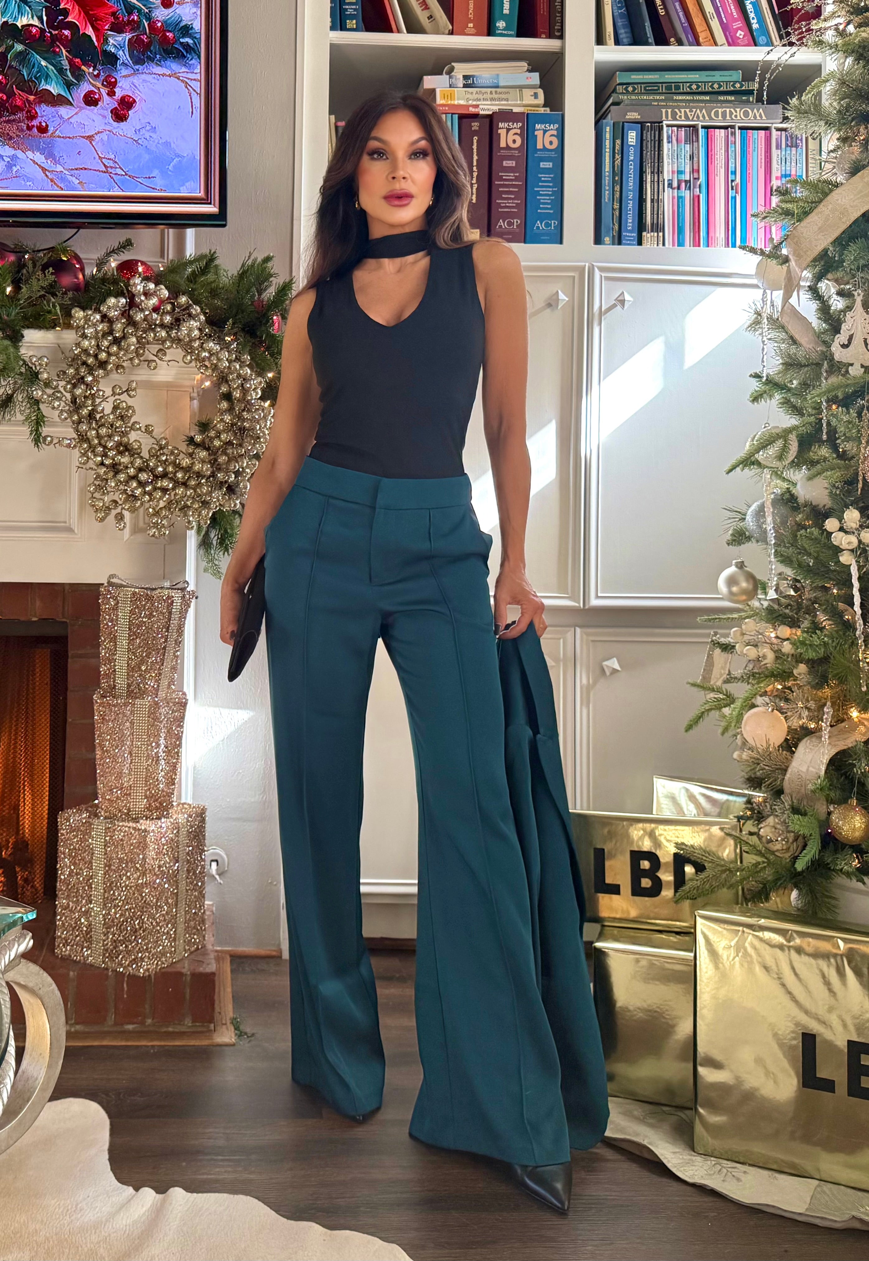 Krista Teal Pleated Pants