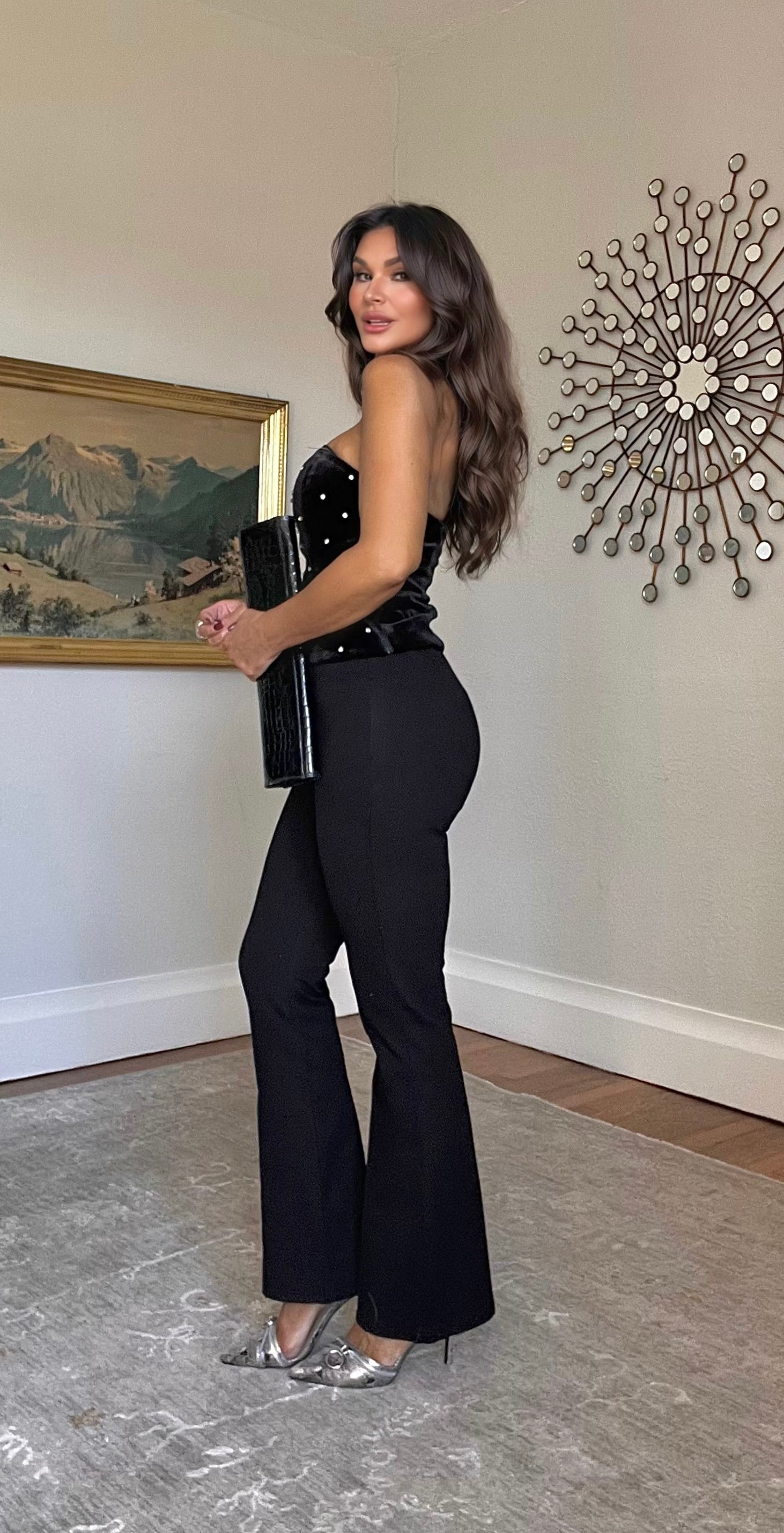 Armani Black Knit Ponte Tailored Side Zipper Pants