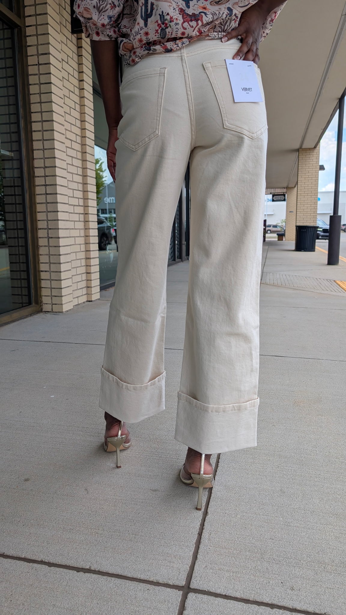 Seri Beige High Rise Stretch Jean With Cuff