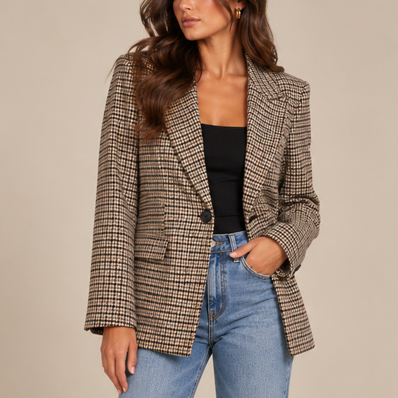 Haley Brown Houndstooth Blazer