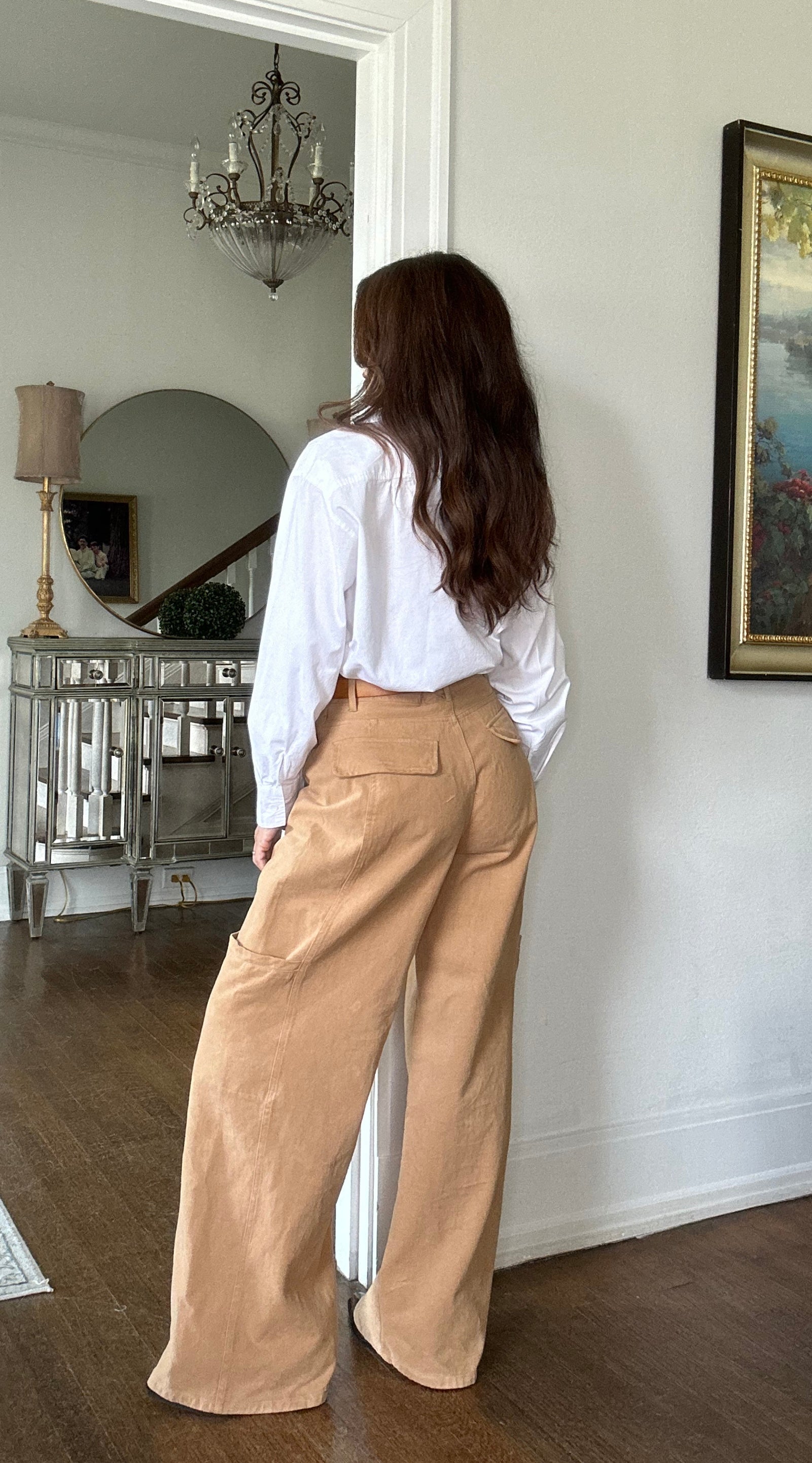 Zayla camel high wiast wide leg utility pant