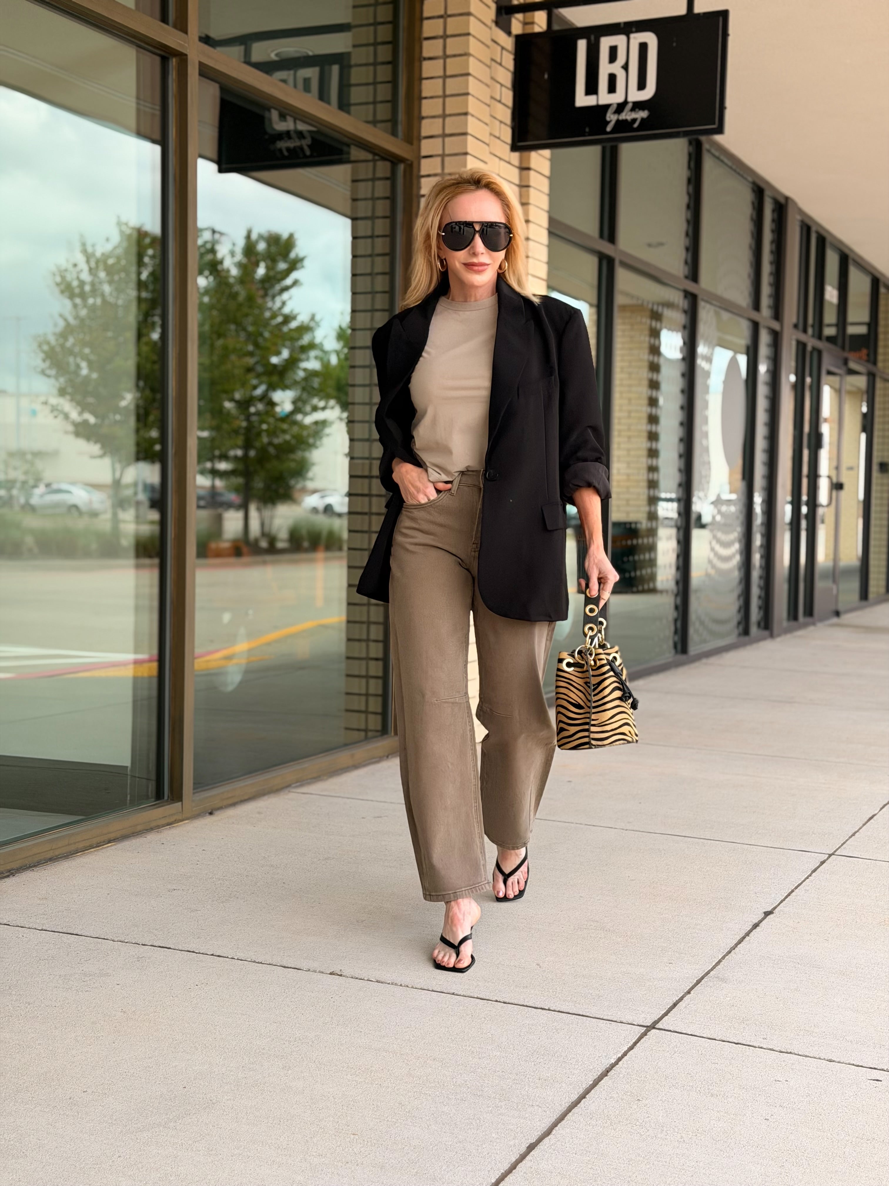 Adeline ash brown high rise wide leg barrel jeans