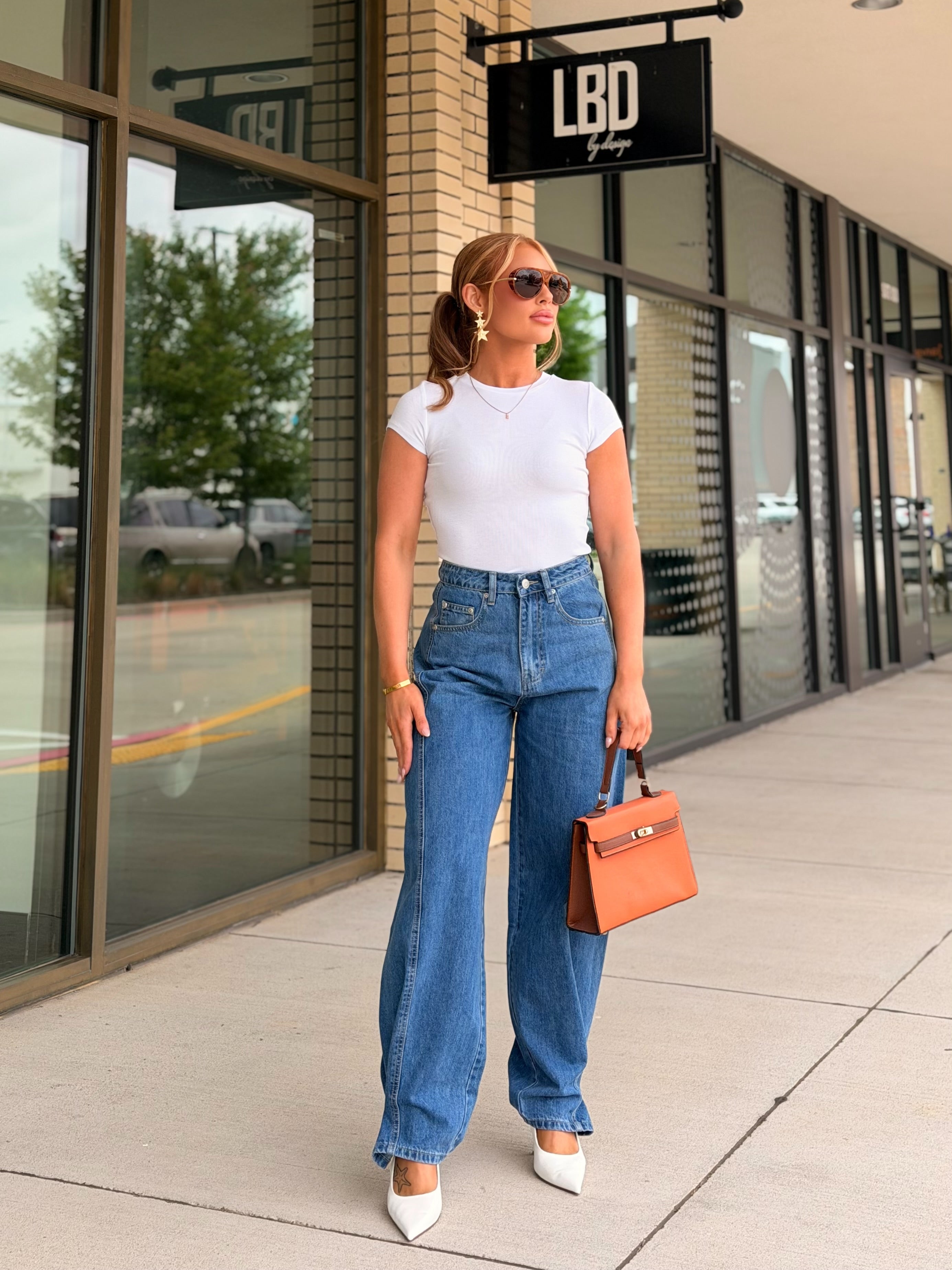 Kenzie Denim Mid Rise Pleated Wide Leg Jeans