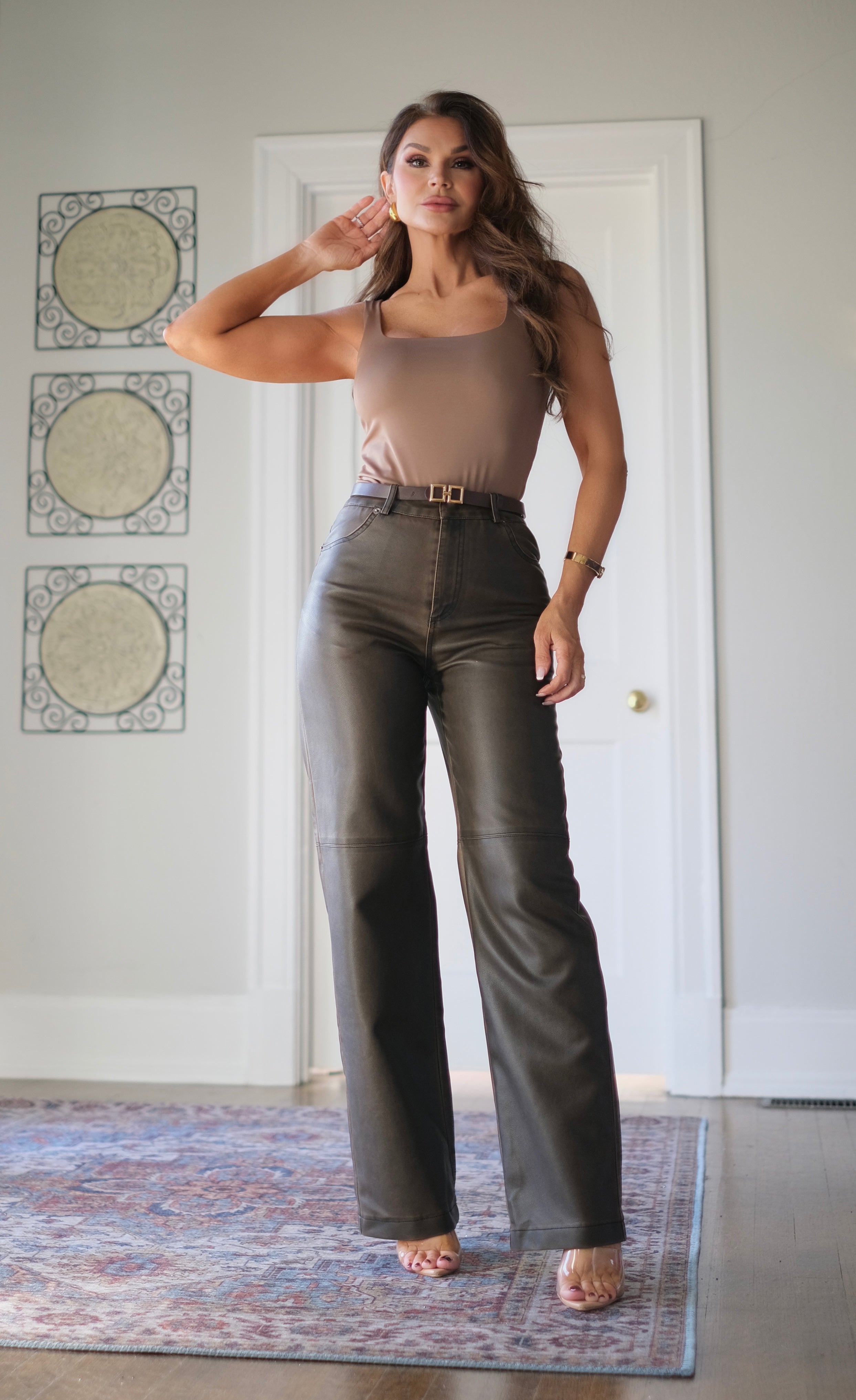 Brandy Brown Vintage Vegan Leather Pants