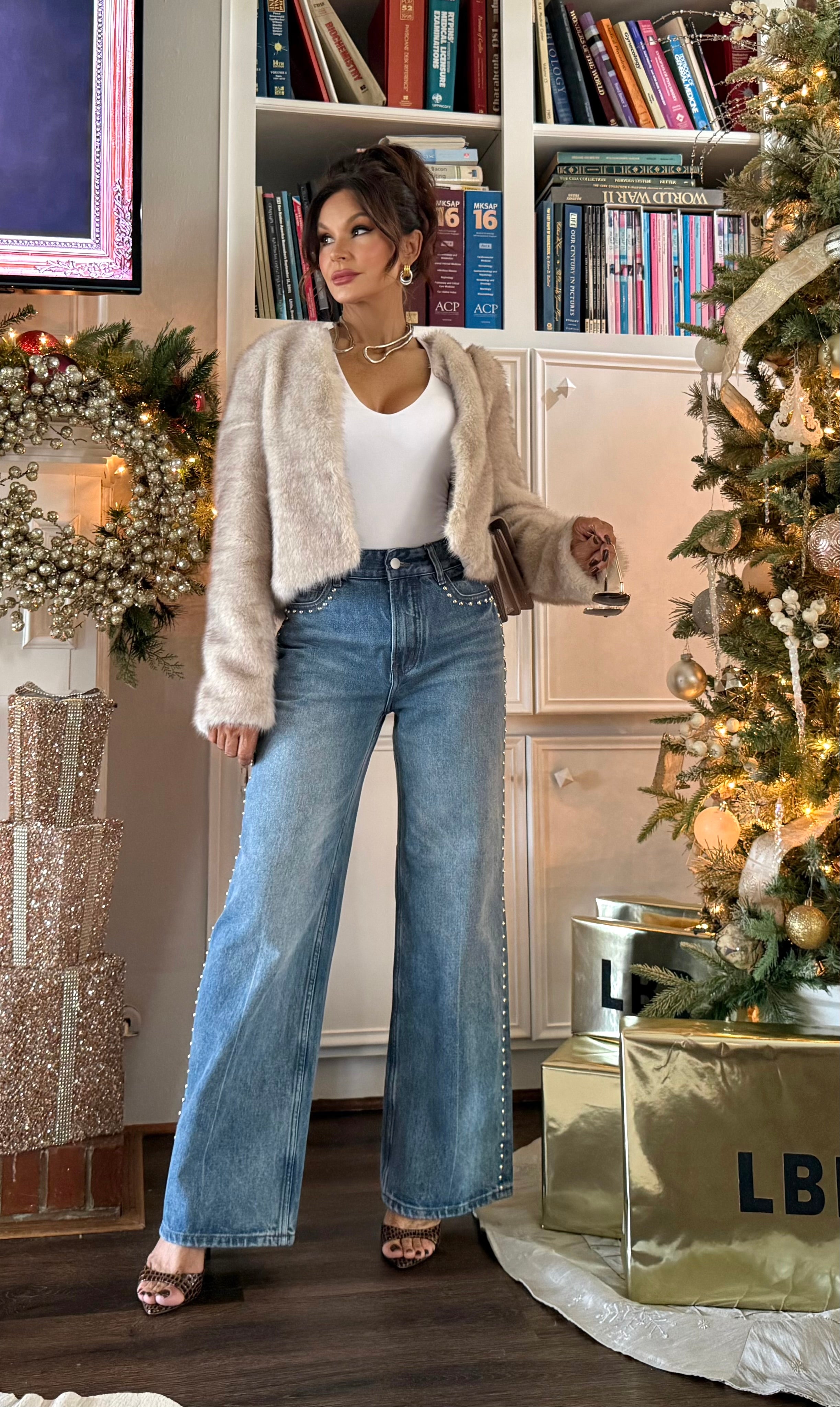 Wilma wide leg studded jean