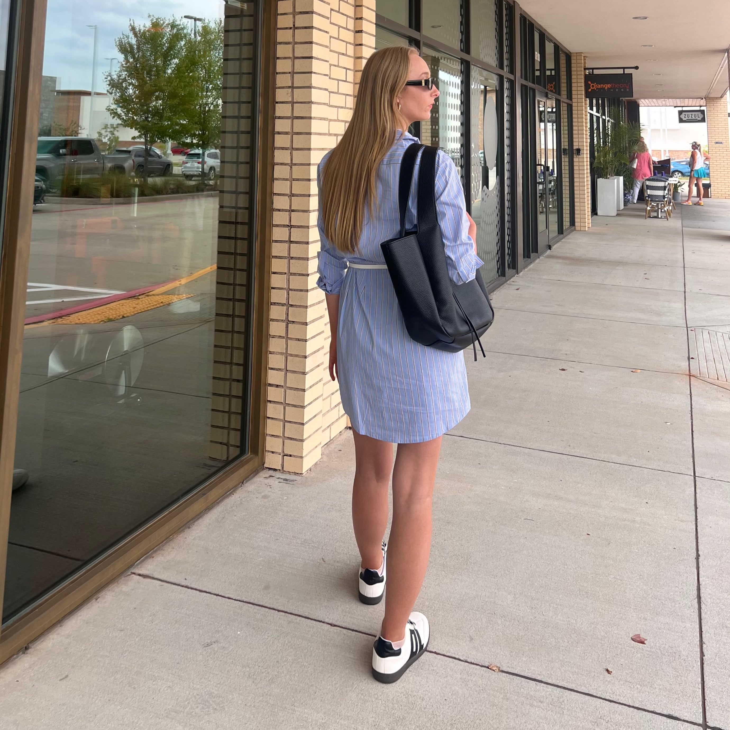 Kelsey Blue Striped Long Sleeve Shirt Dress