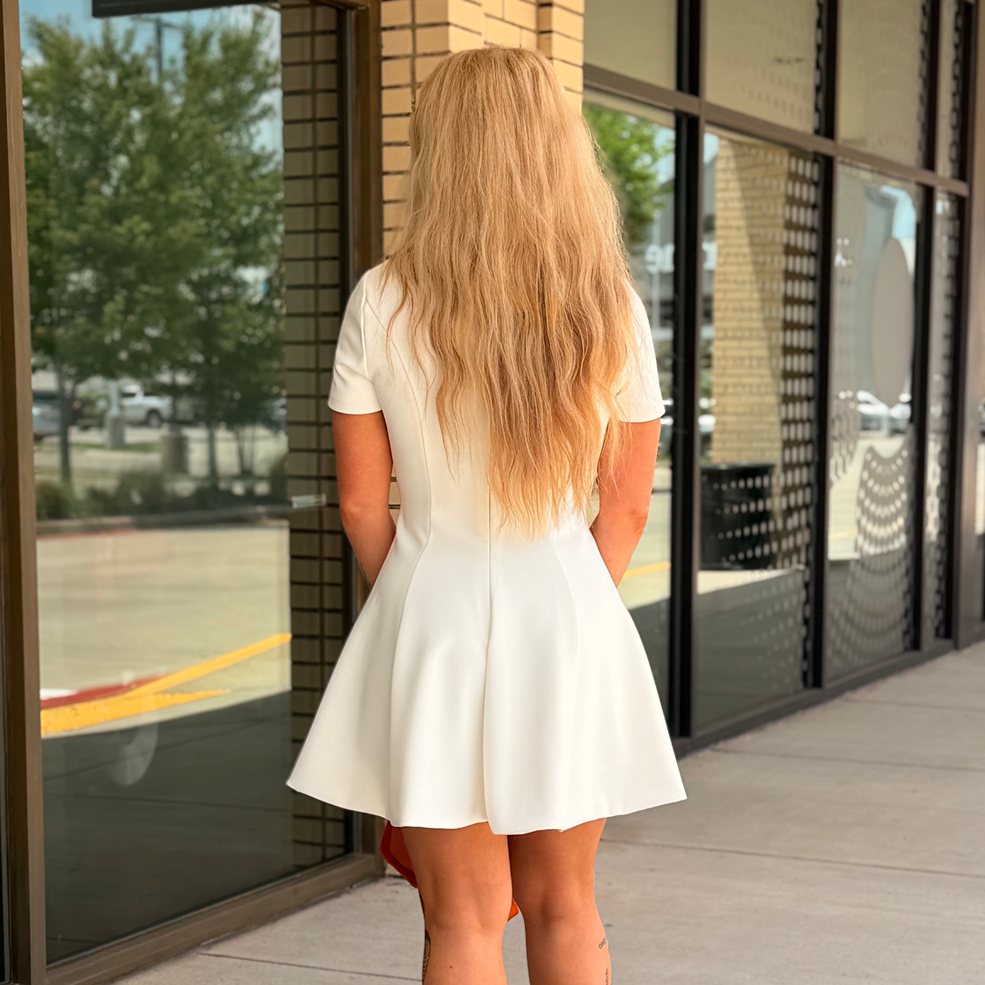 Emma Off White Fit & Flare Mini Dress