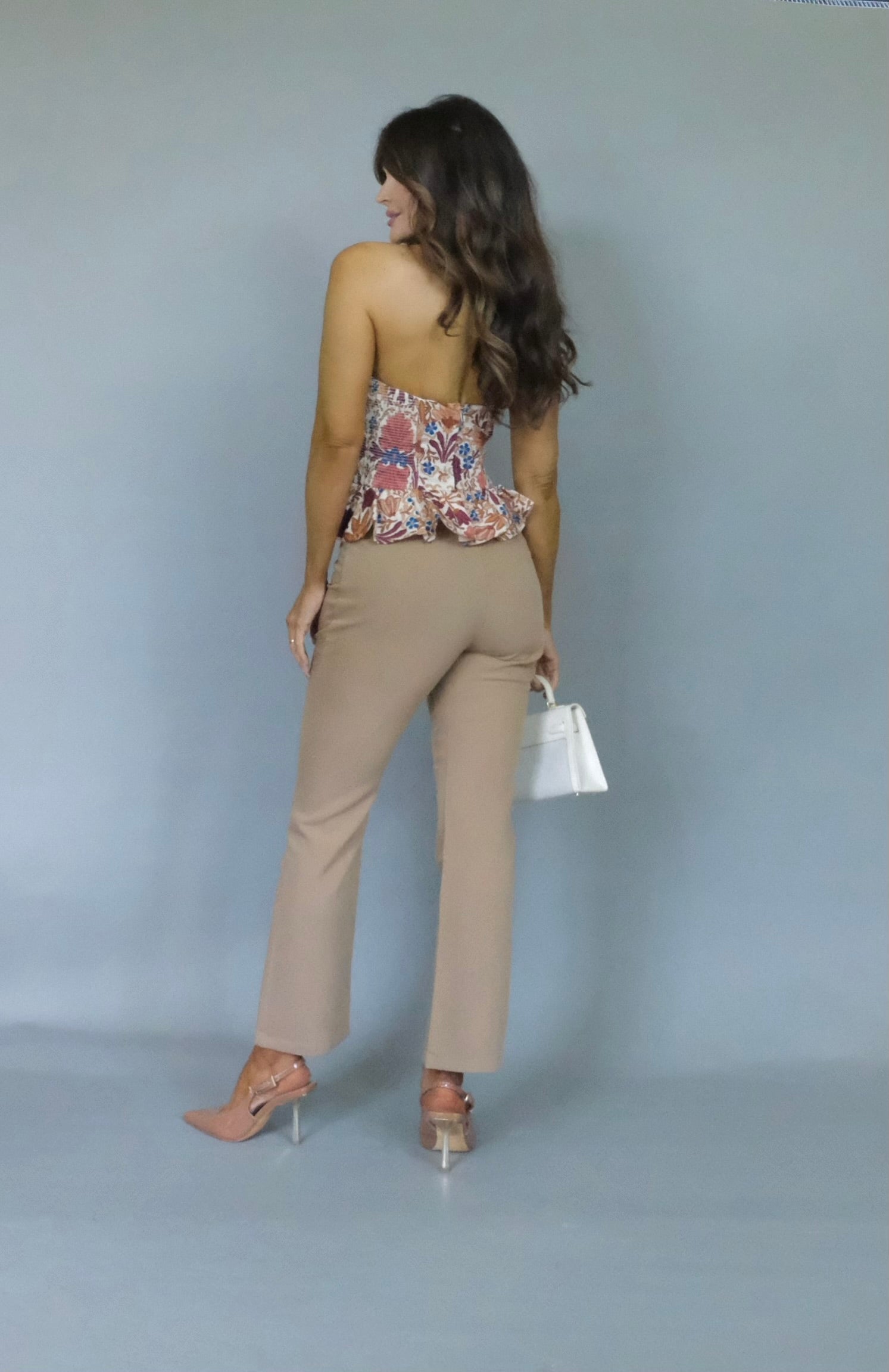 Kona khaki front seam taper leg pant
