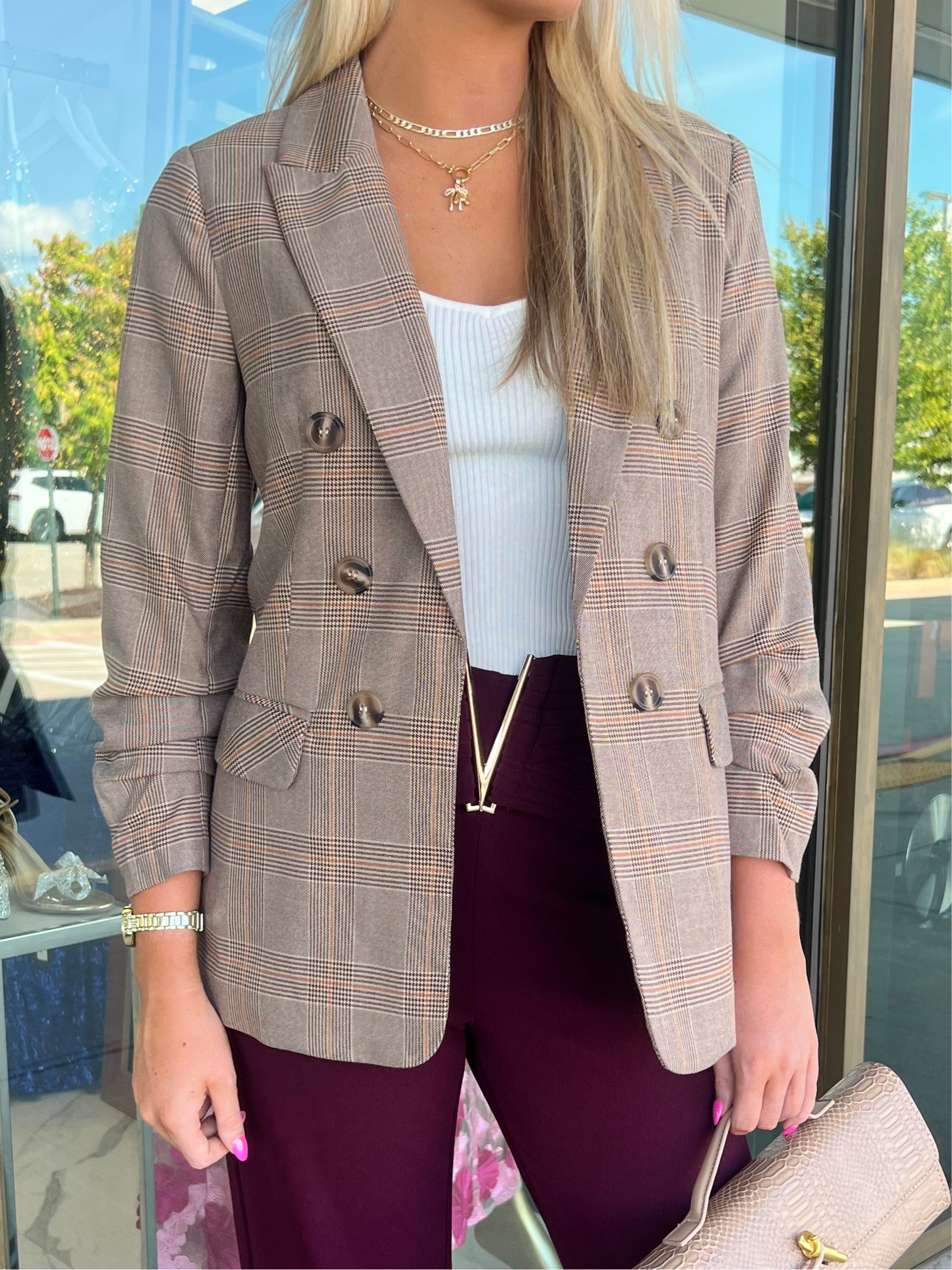 Celeste Brown Plaid Blazer