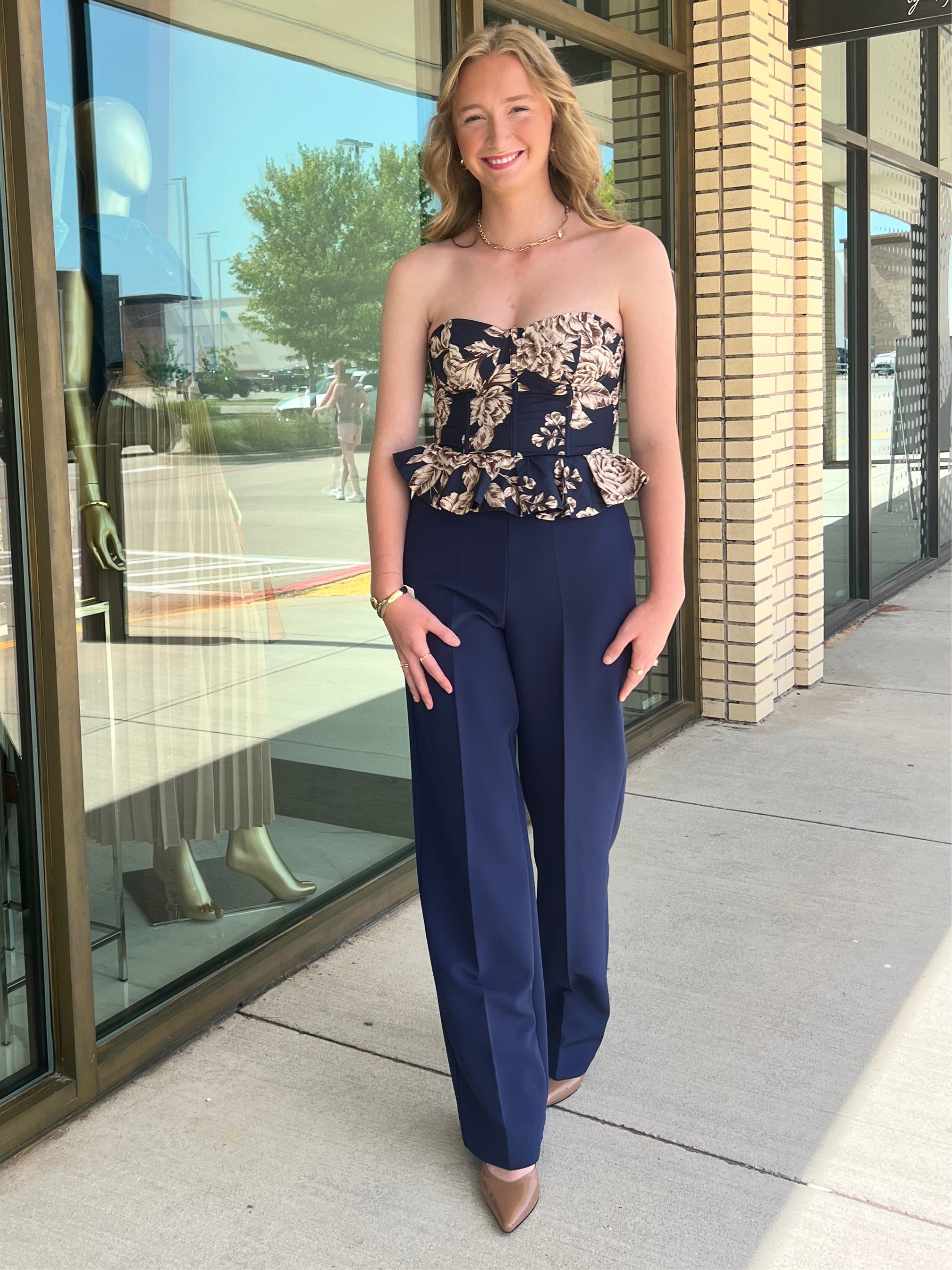 Lana Navy Floral Corset Top