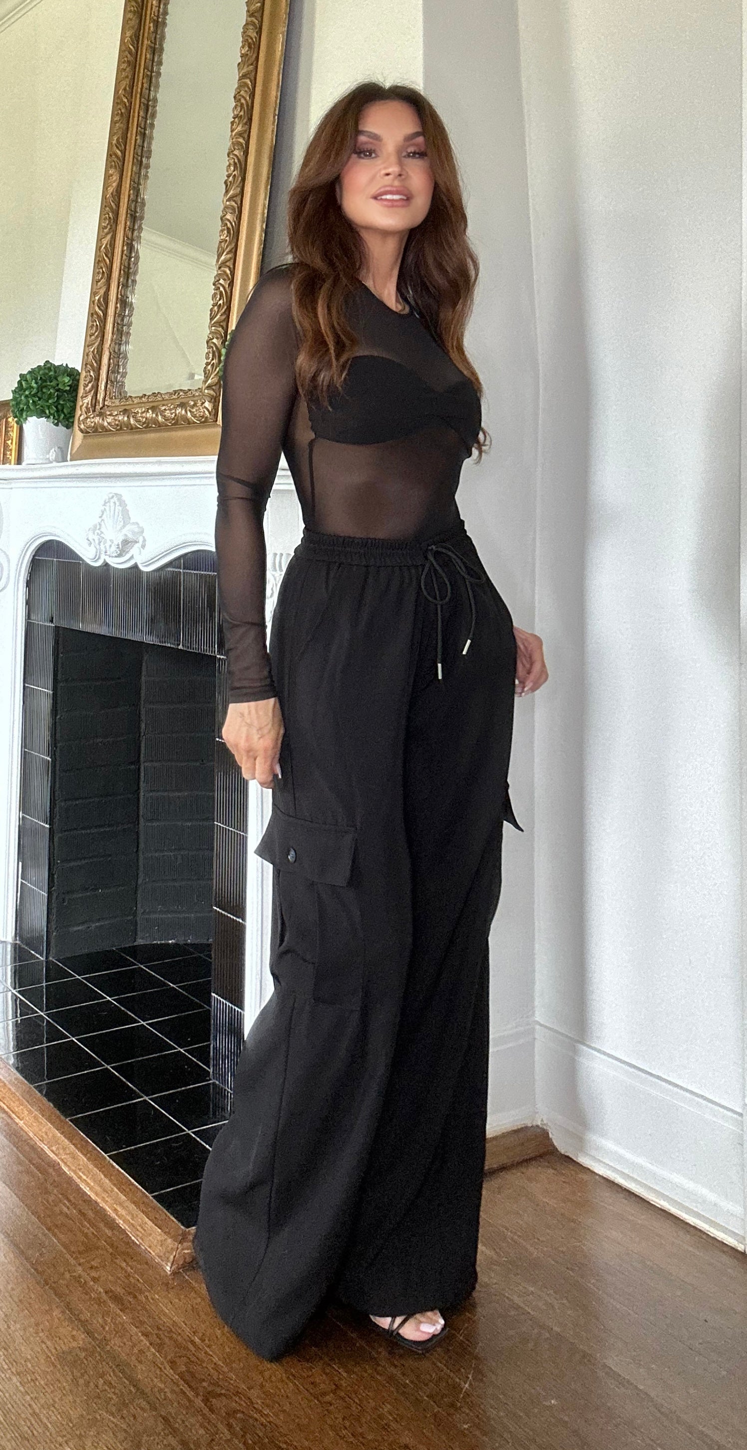 Camryn Black draw string cargo pants