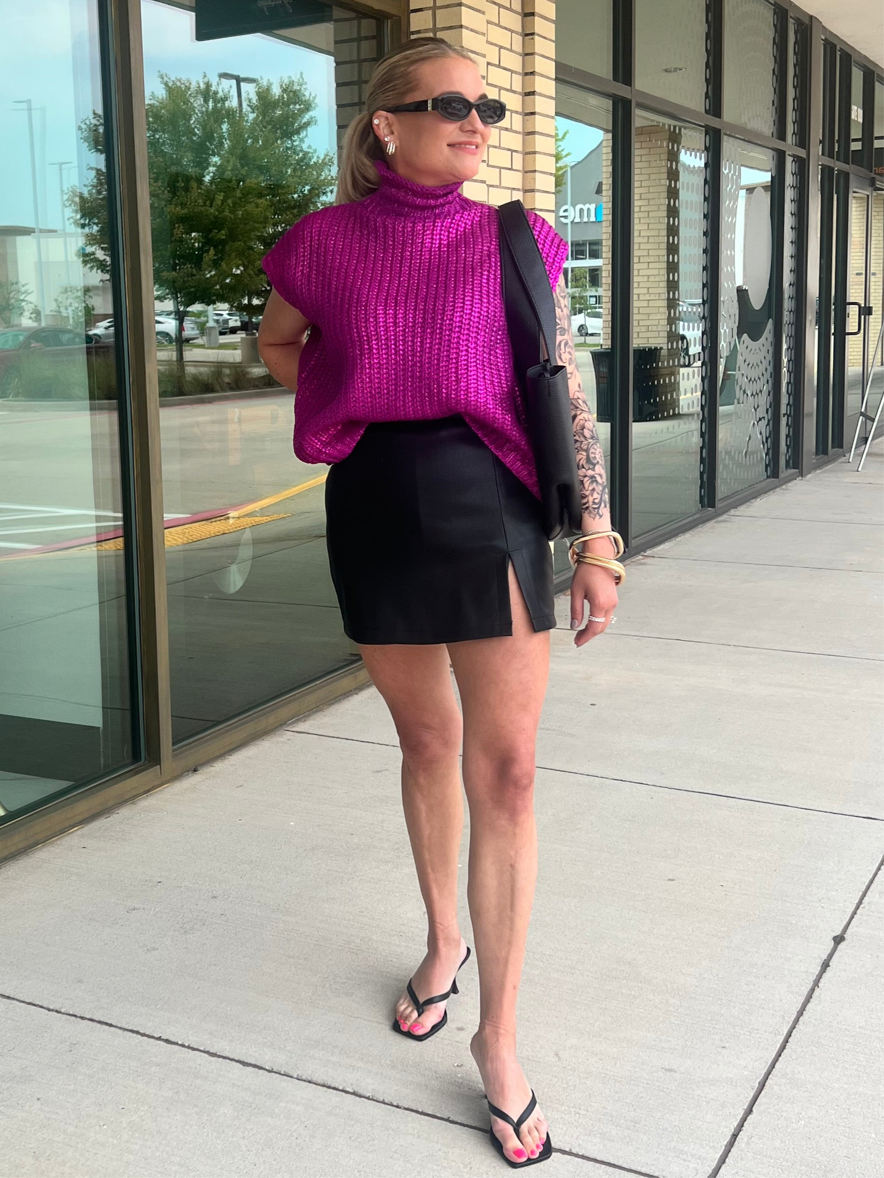 Adeline magenta metallic sweater