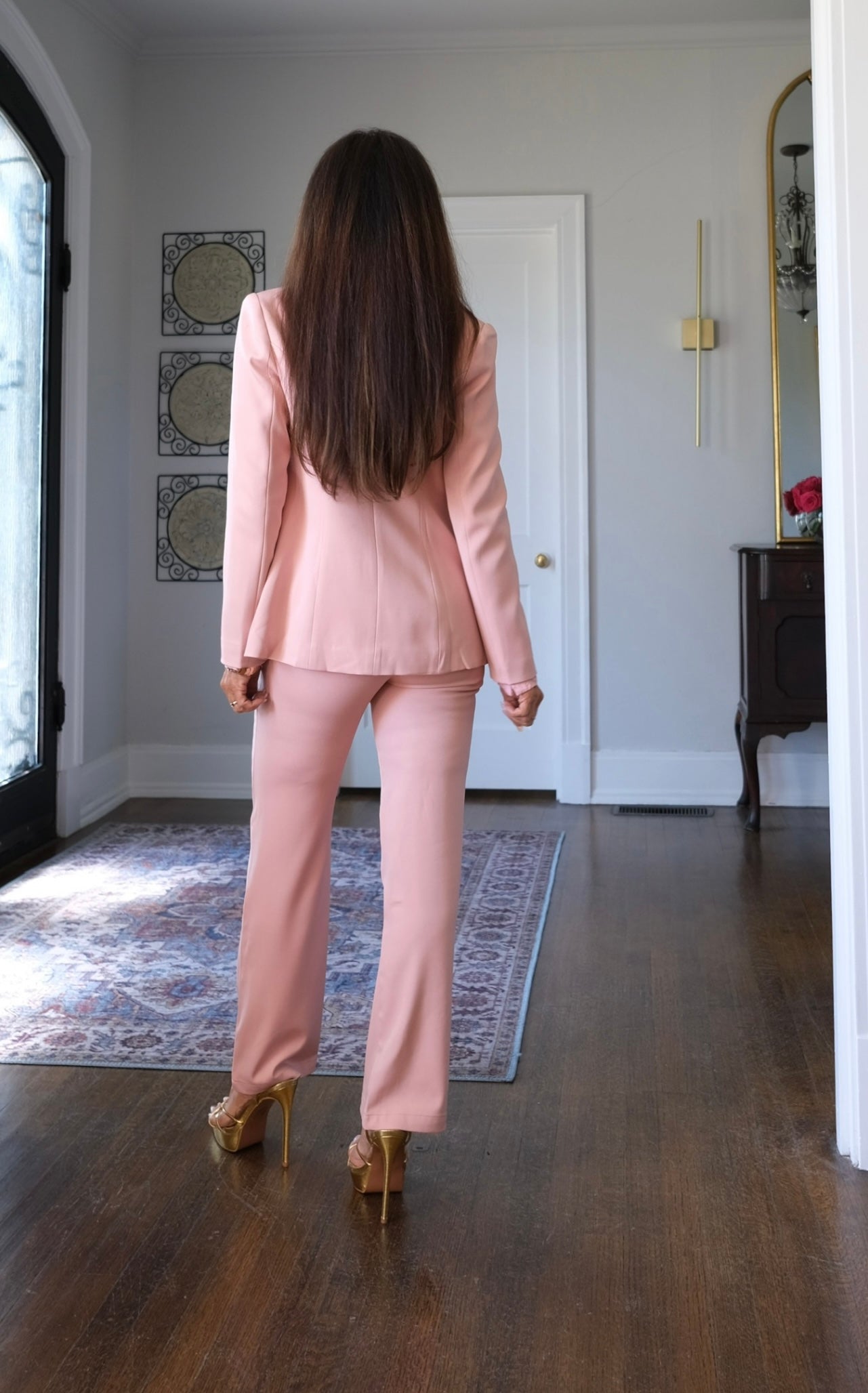 Natalie pink dble breasted blazer