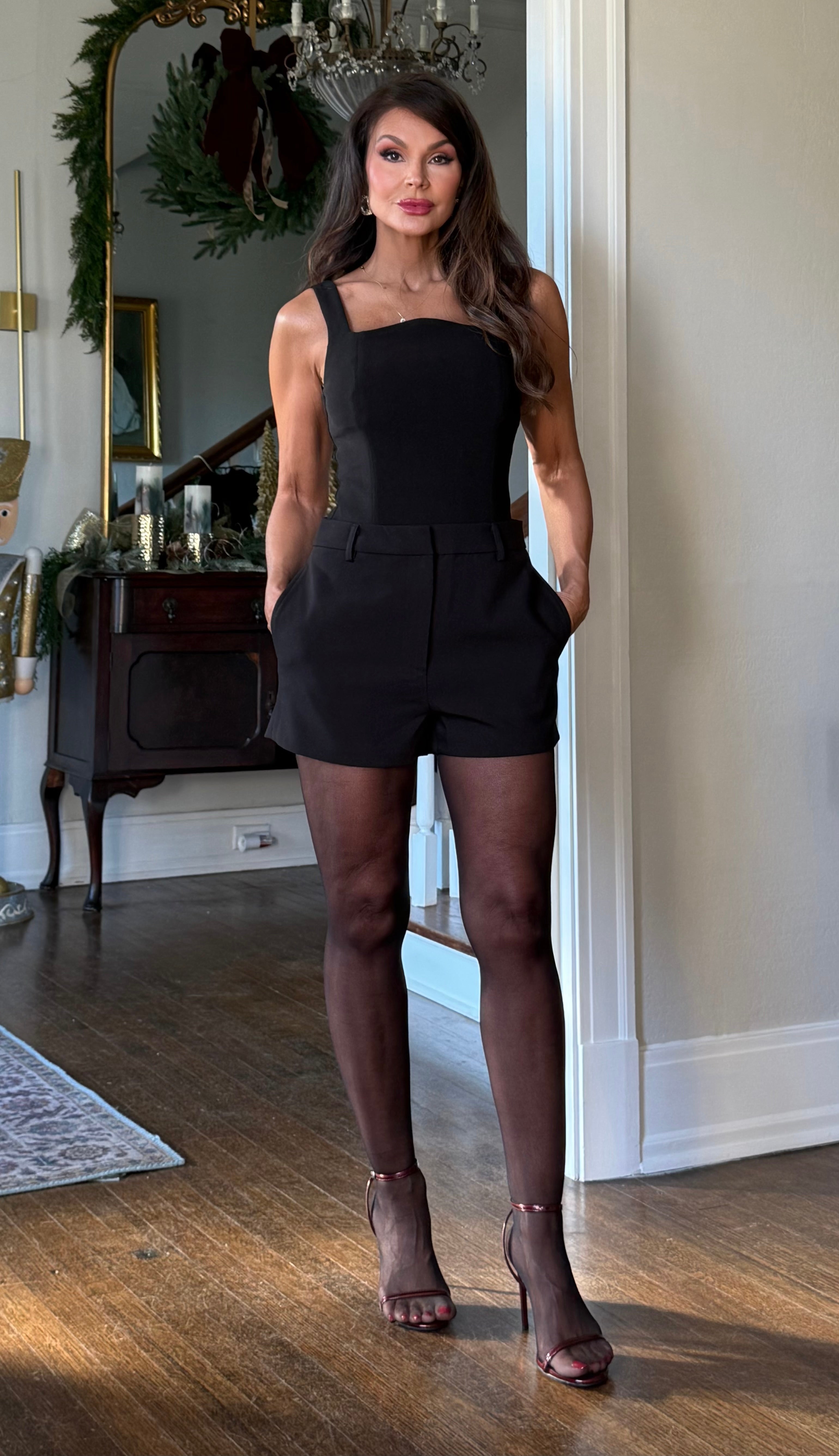 Celest Black Tuxedo Shorts