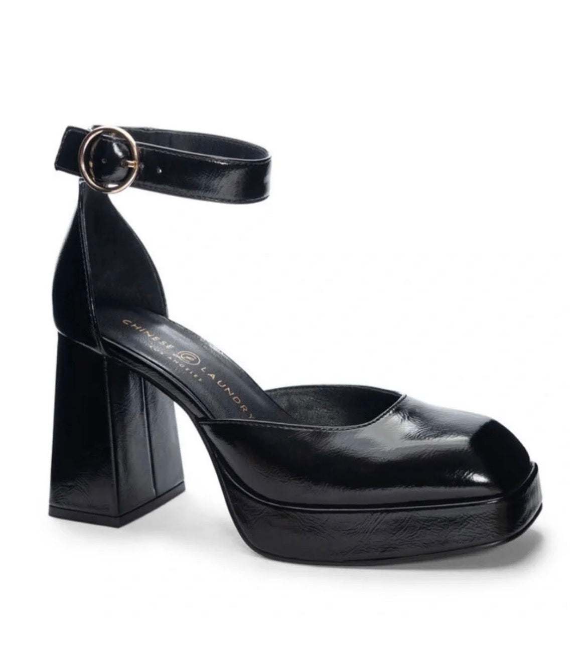Oaklen Black Patent Leather Mary Jane Platform