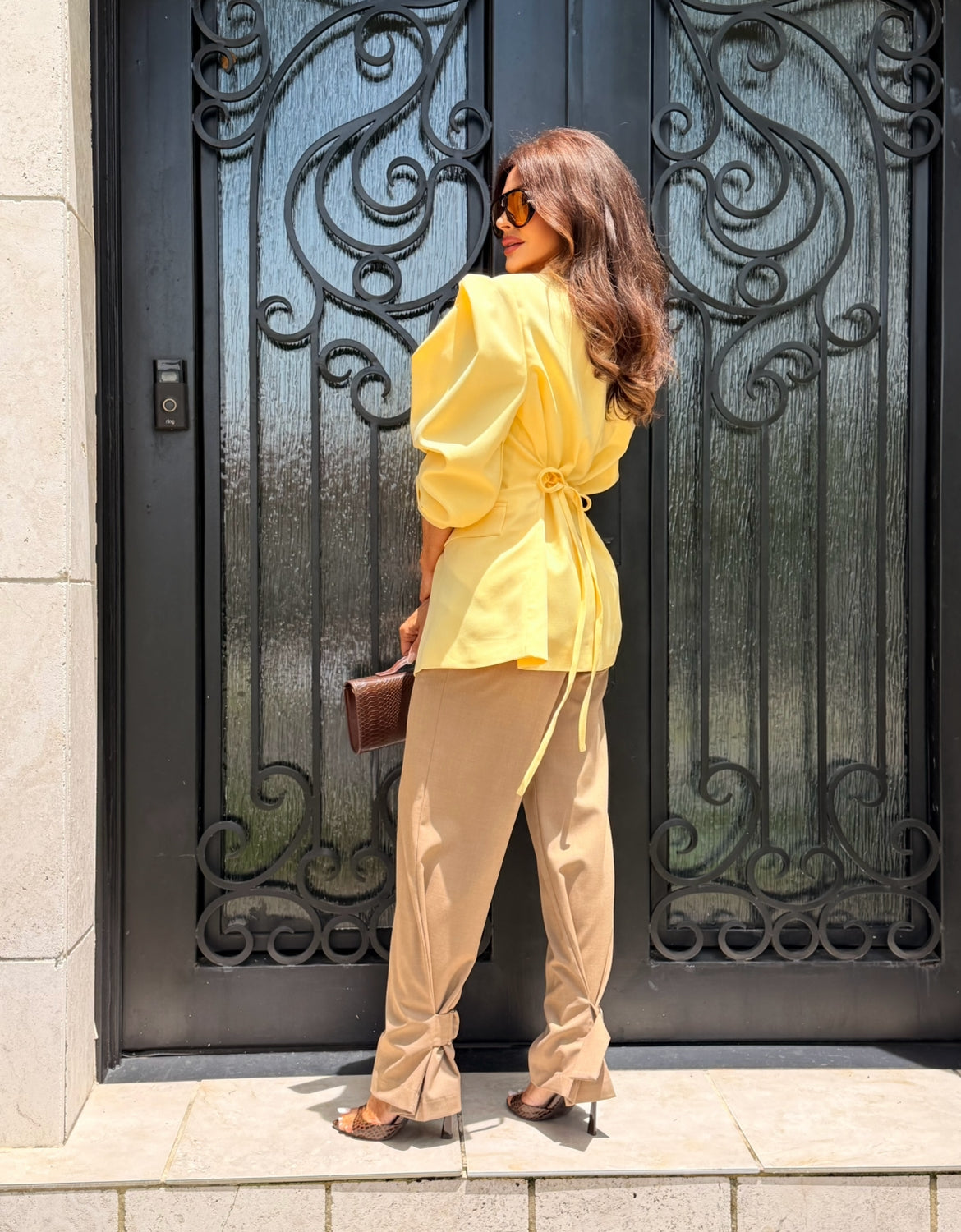 Jane Yellow Belted Blazer Jacket