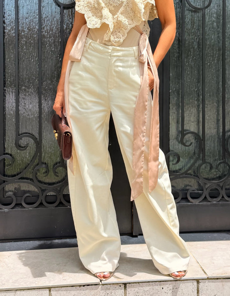 Freya Cream High Rise Wide Leg Pants