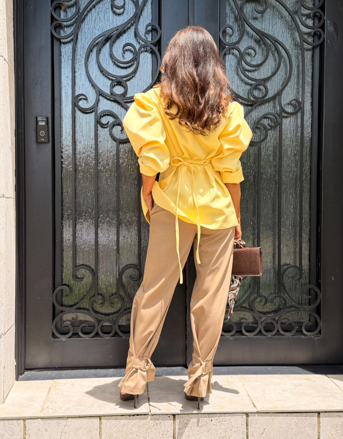 Jane Yellow Belted Blazer Jacket