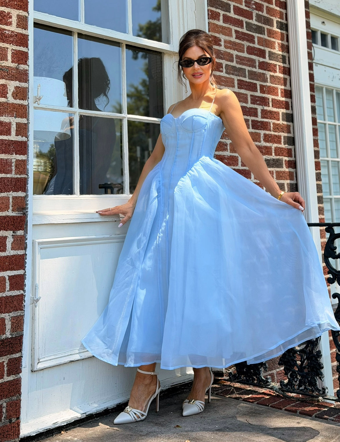 Candace Baby Blue Corset Maxi Dress