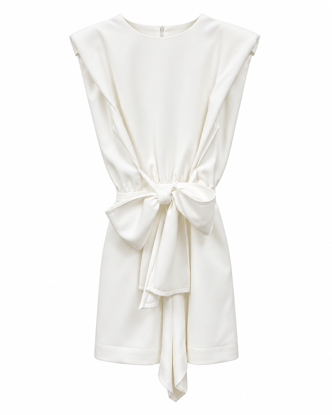 Tiffany White Sleeveless Bow Romper Dress
