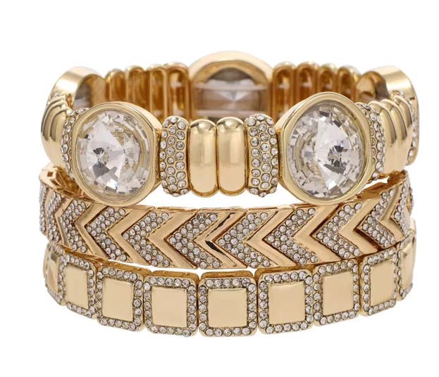 Gold Crystal Stack Bracelets
