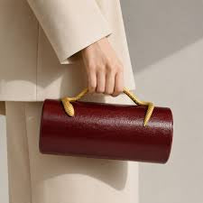 Cleo Burgundy Hard Case Clutch With Gold Snake Accent