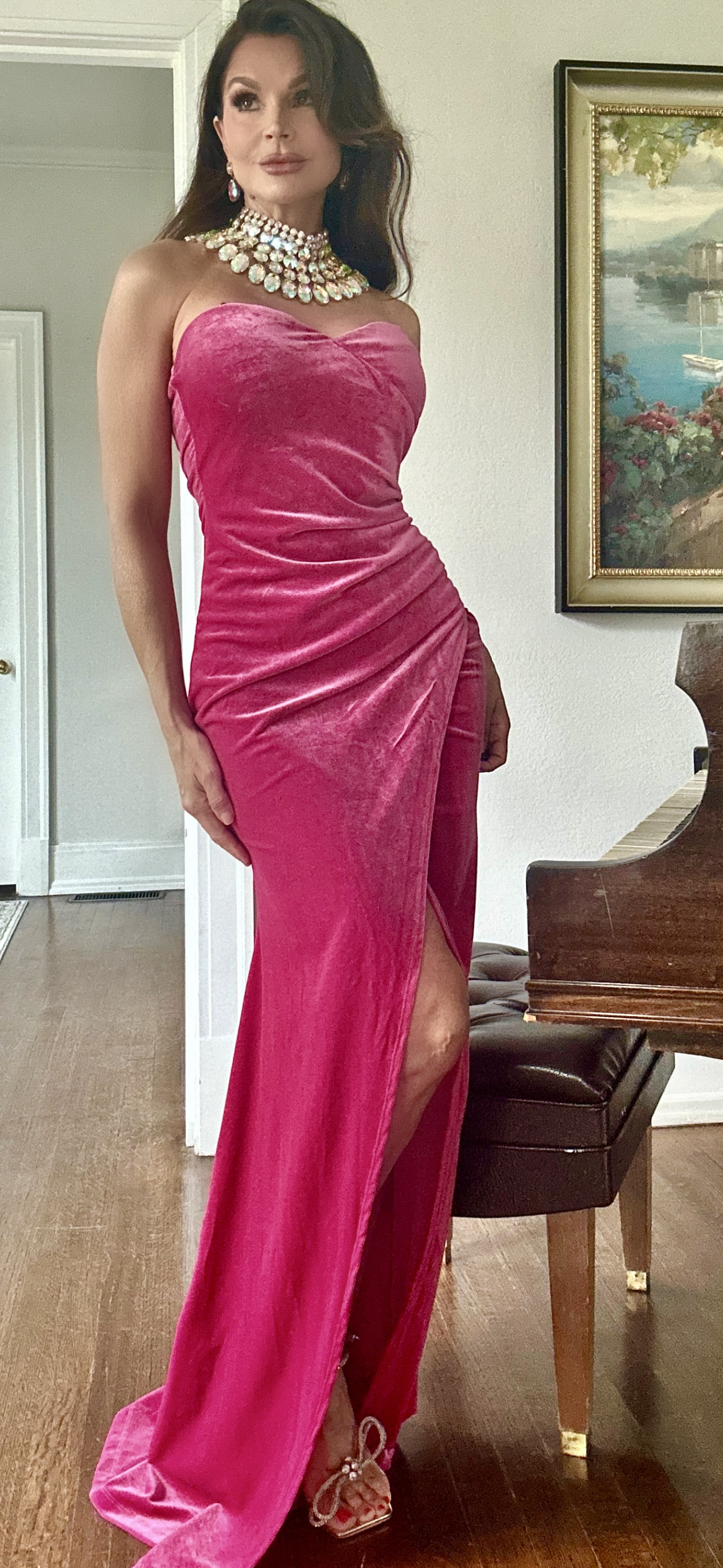 Madeline Fuchsia Velvet Strapless Formal