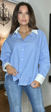 Diana Blue Stripe Button Up Shirt