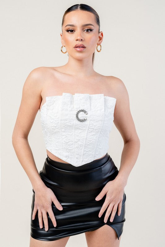 Spice white jacquard tube top