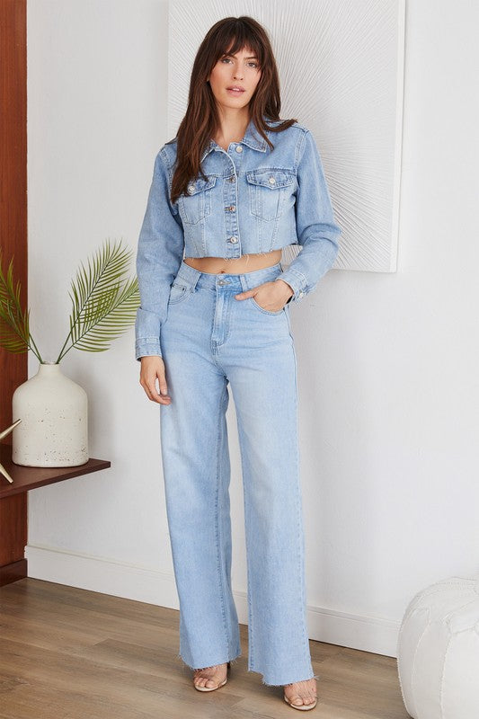 Kathleen dark denim flare with gold belt