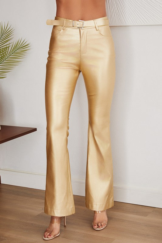 Shiva gold high rise flare pant