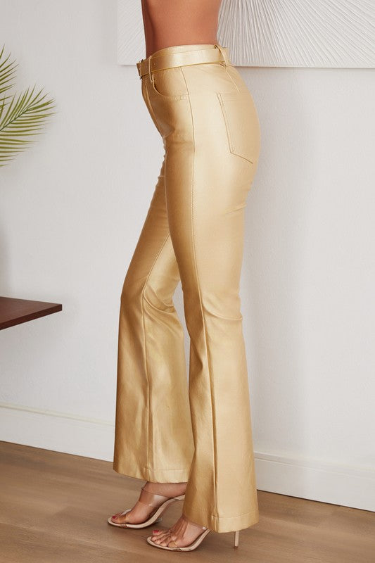 Shiva gold high rise flare pant