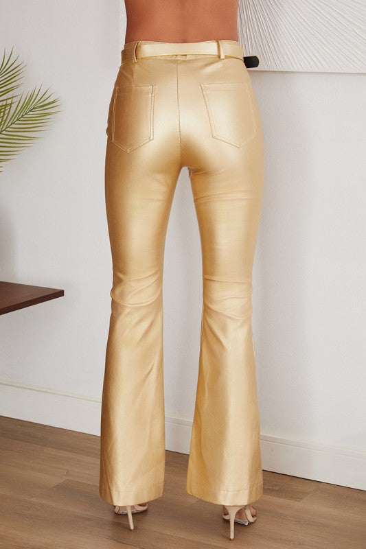 Shiva gold high rise flare pant